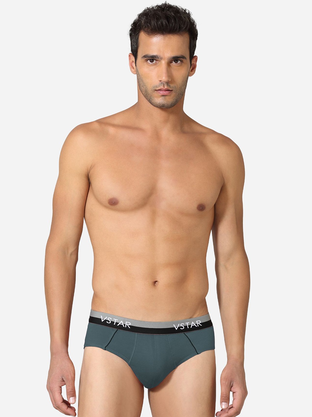 

VStar Pack Of 2 Men Square Cut Style Basic Briefs CAVIN NEO-2PCS-DARK_STATE, Green
