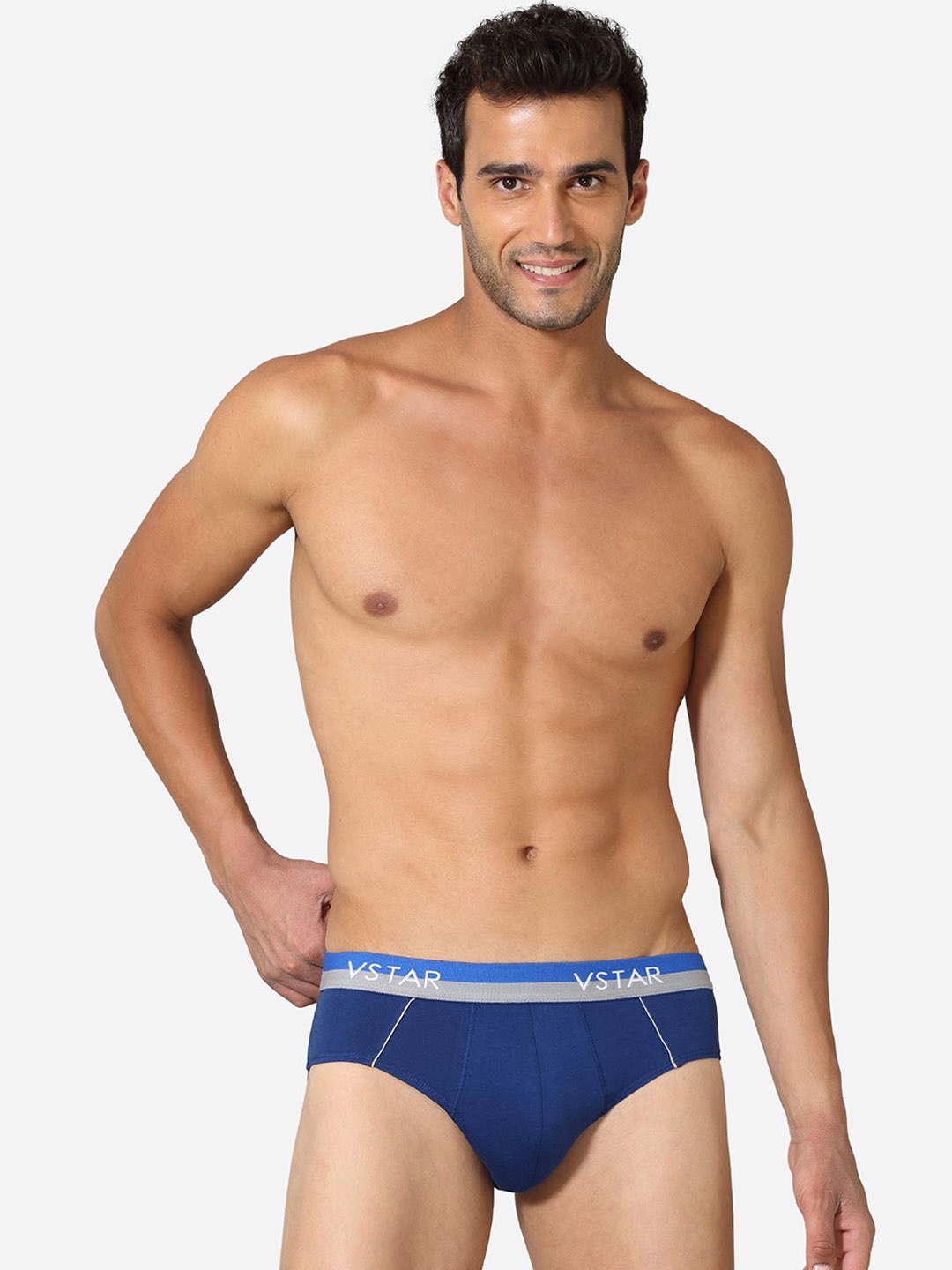 

VStar Pack Of 2 Men Square Cut Style Basic Briefs CAVIN NEO-2PCS-ESTATE_BLUE, Navy blue