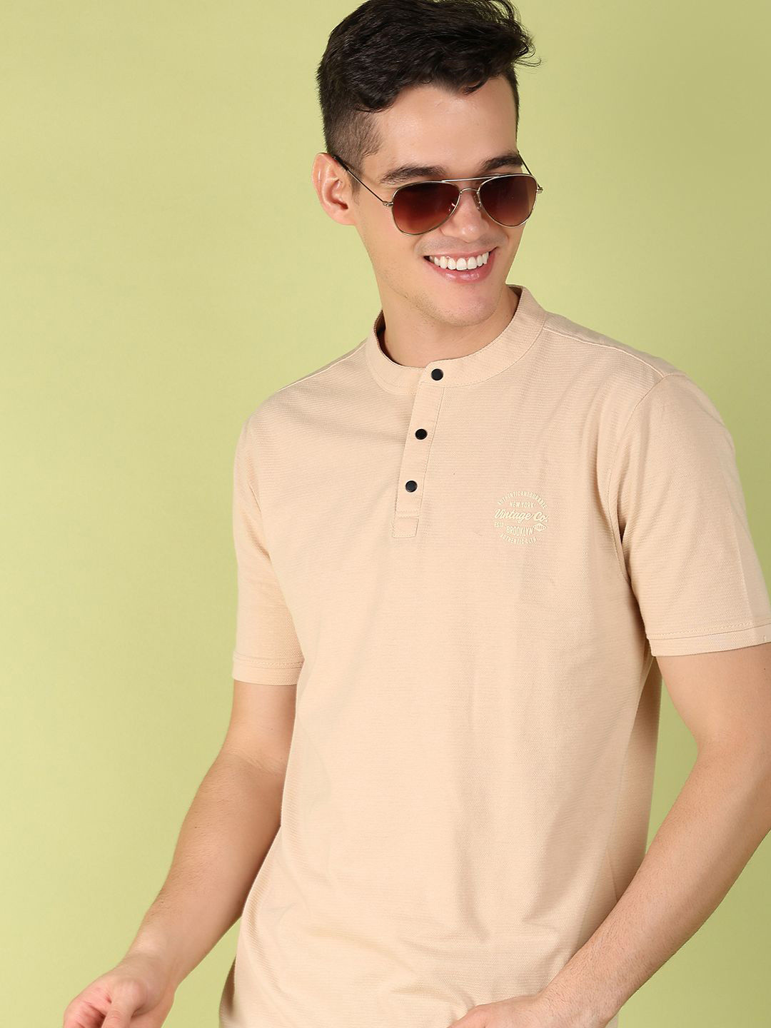 

V-Mart Men Polo Collar Pockets T-shirt, Beige