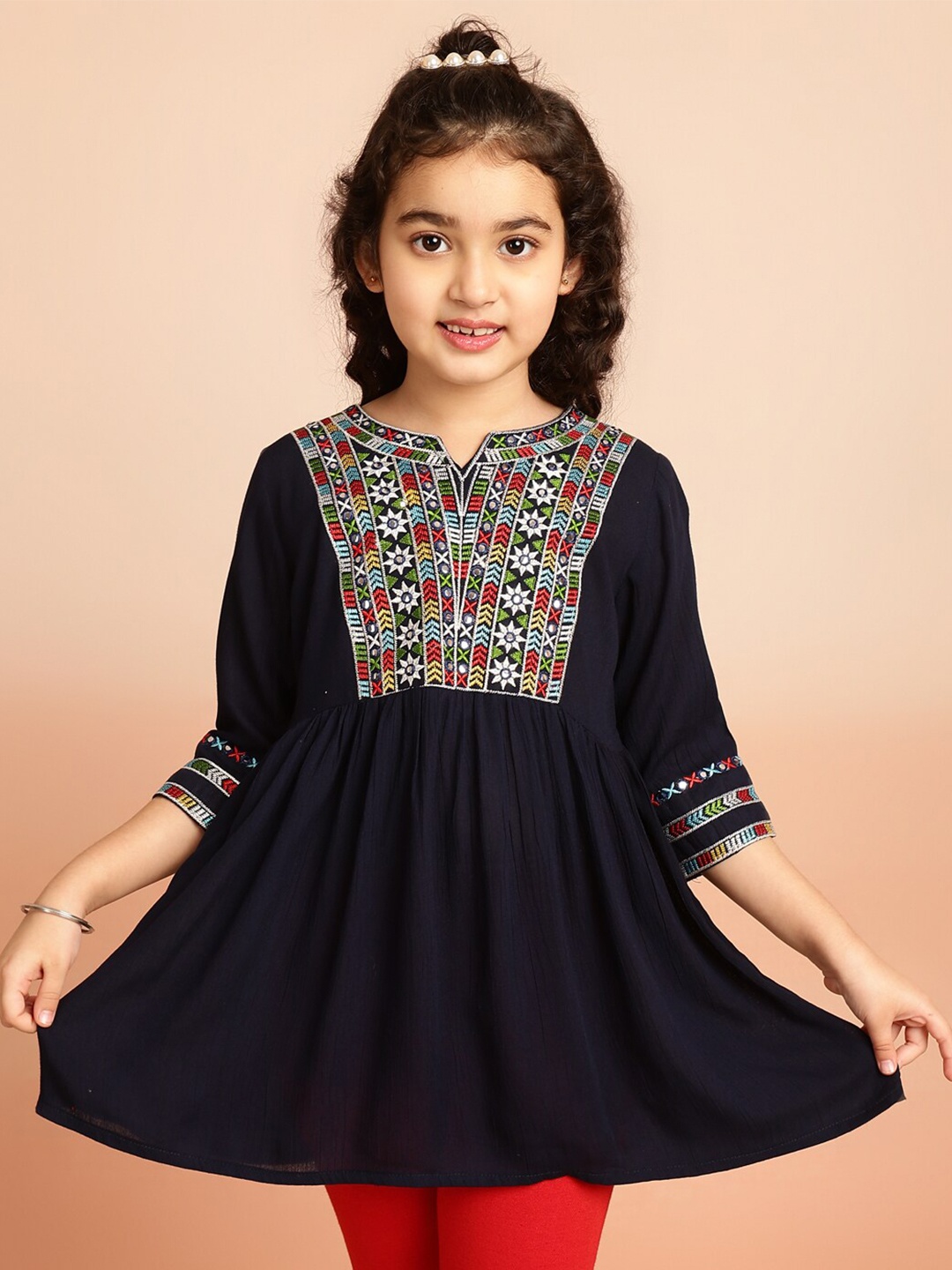 

BAESD Kids-Girls Embroidered Tops, Black