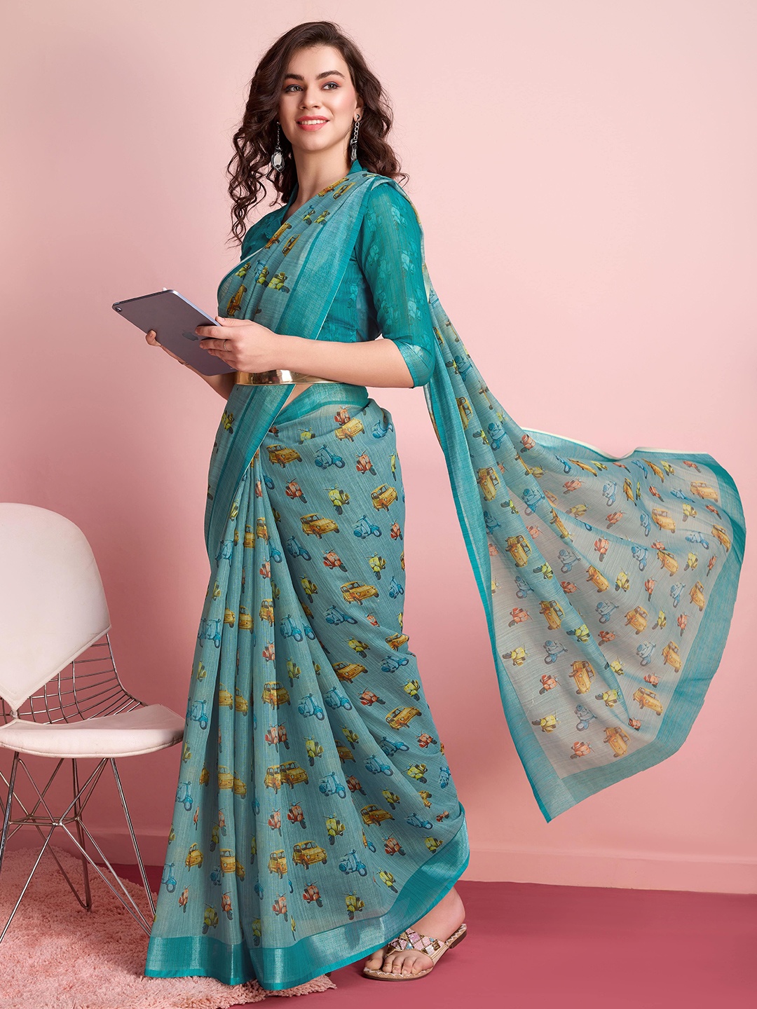 

RACHNA Ethnic printed Saree, Blue