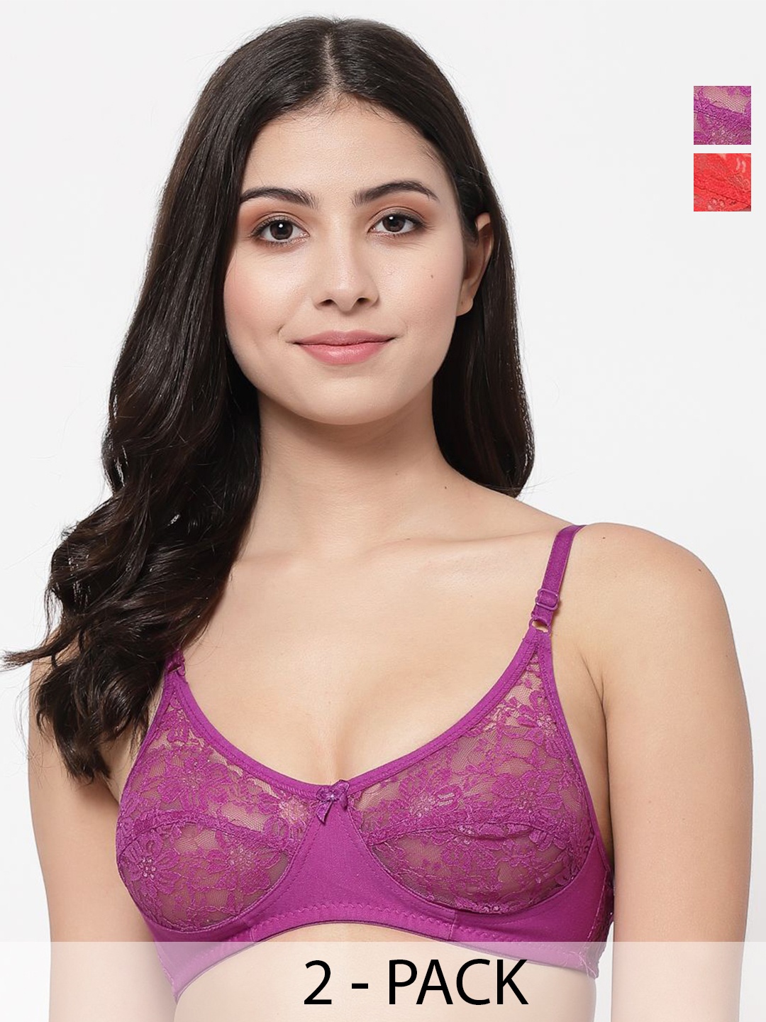 

Docare Floral Bralette Bra Full Coverage, Purple