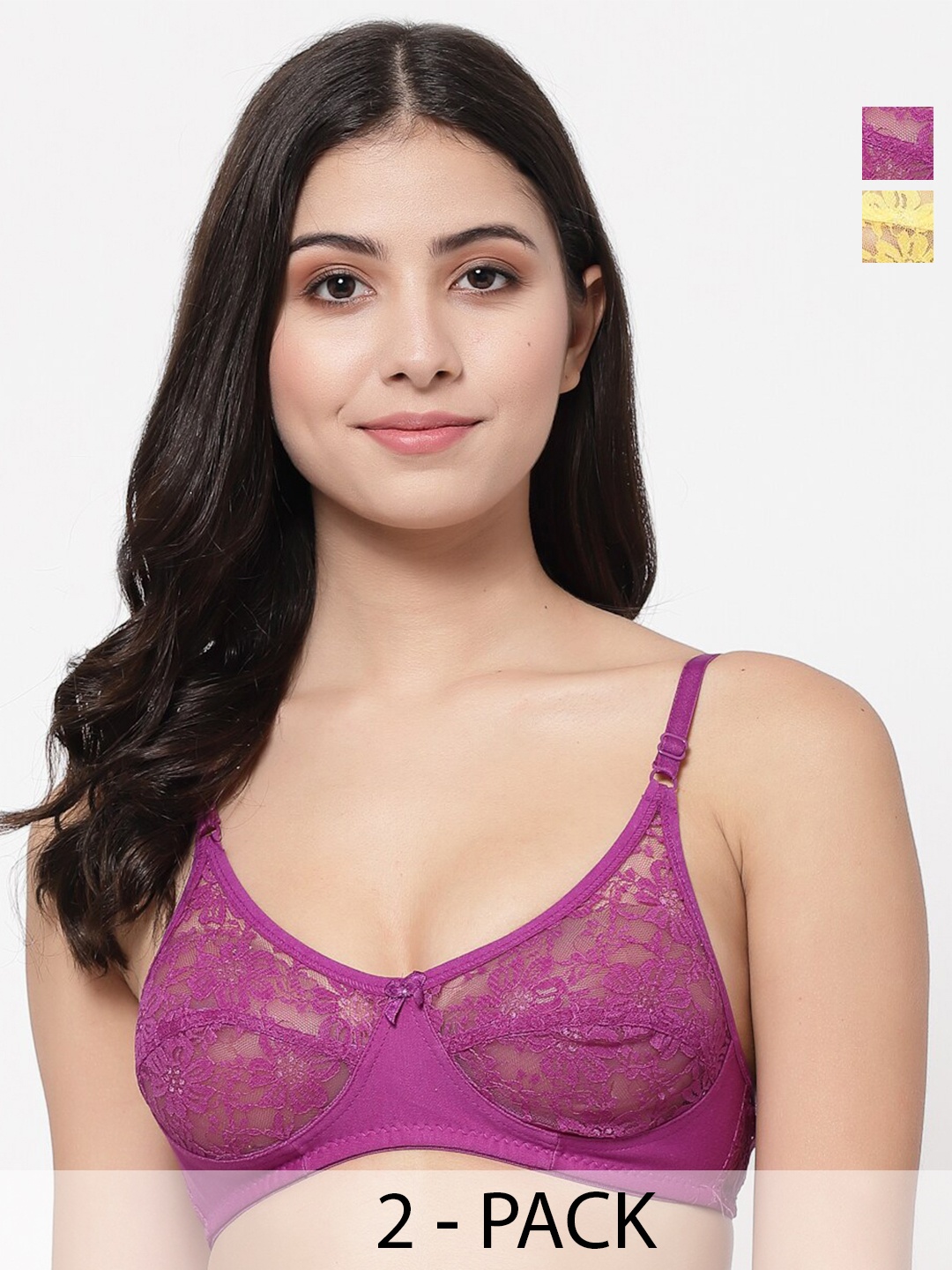 

Docare Floral Bralette Bra Full Coverage, Yellow