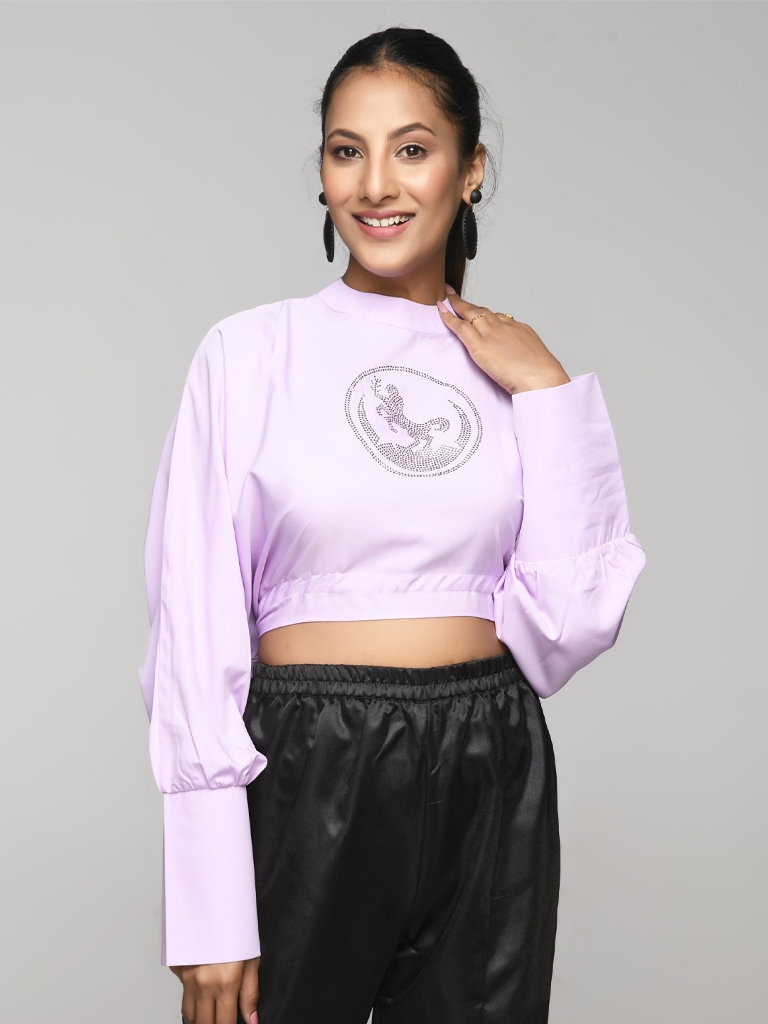 

BAESD Women Round Neck Styled Back Crop Top, Pink