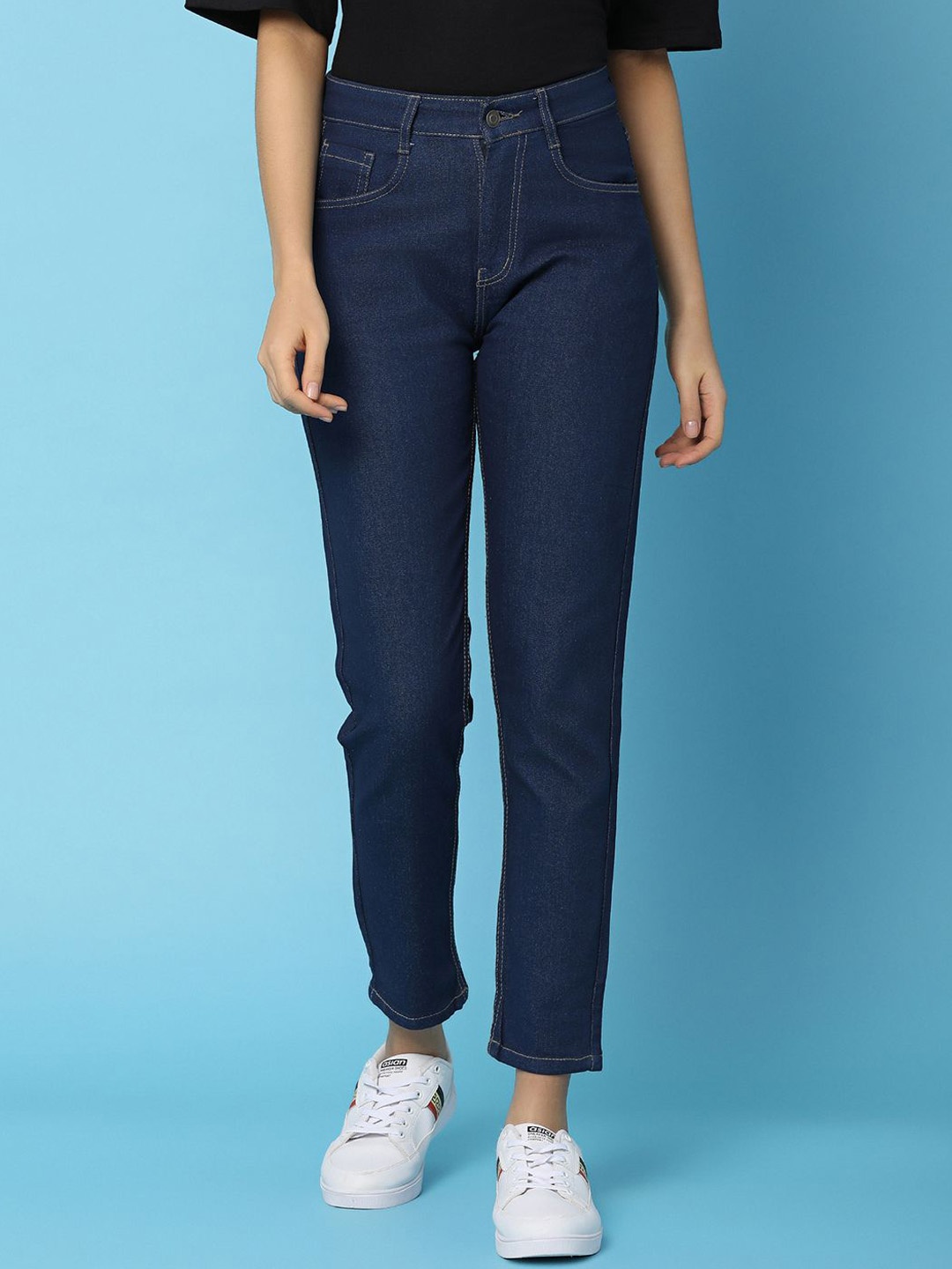 

UNLIMITED Women High-Rise Slash Knee Jeans, Blue