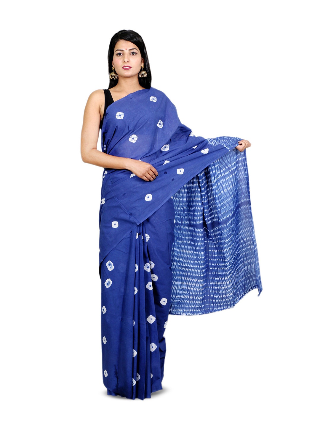 

THE FAMILIAR HANDICRAFTS Pure Cotton Ikat Saree, Blue