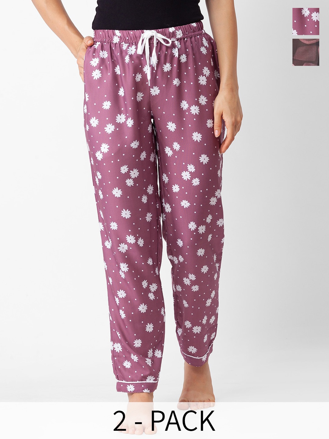 

FashionRack Pack Of 2 Printed Lounge Pants, Mauve