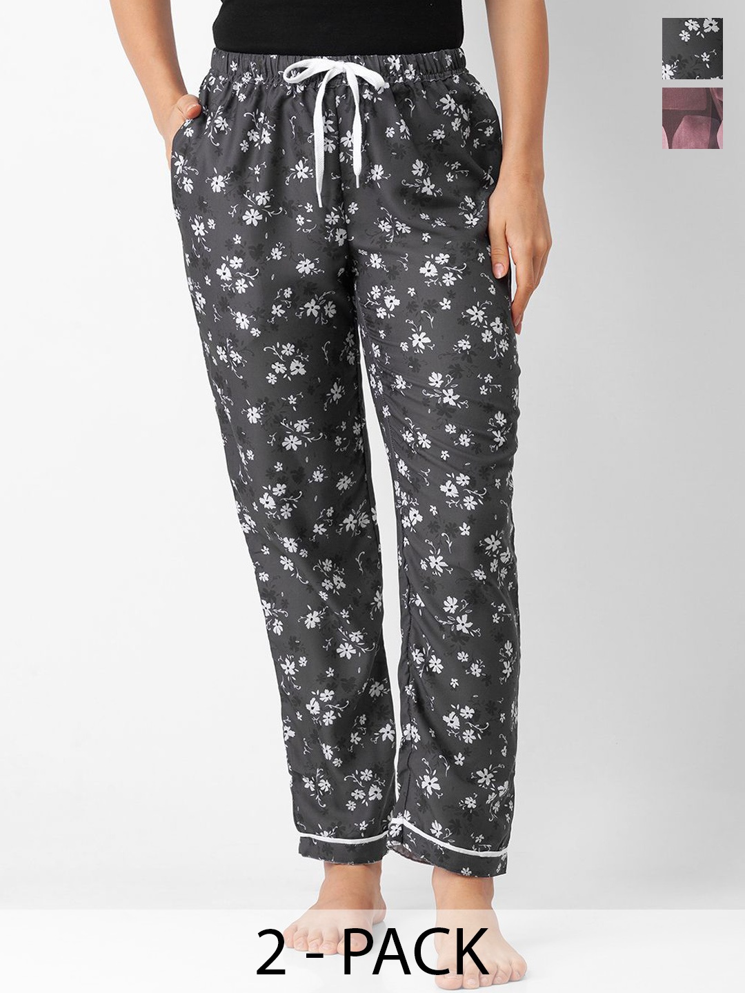 

FashionRack Pack Of 2 Printed Lounge Pants, Grey