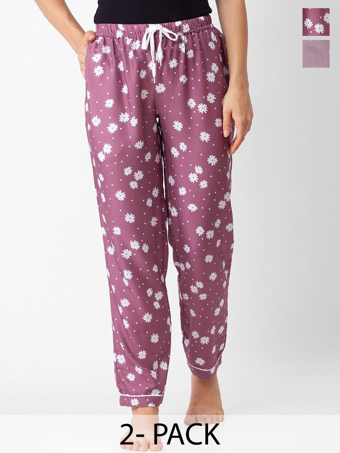 

FashionRack Pack Of 2 Printed Lounge Pants, Pink