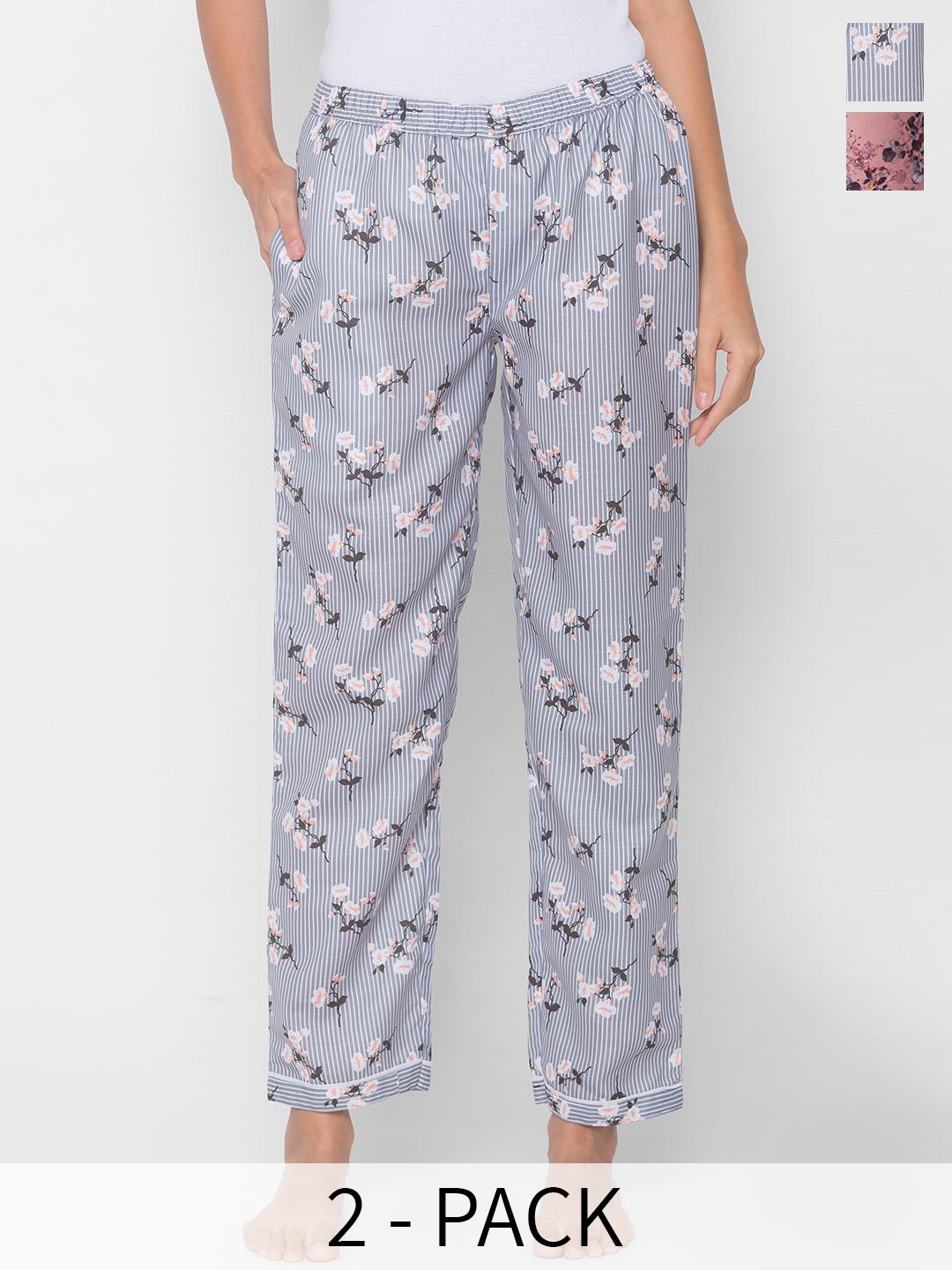 

FashionRack Pack Of 2 Printed Lounge Pants, Grey