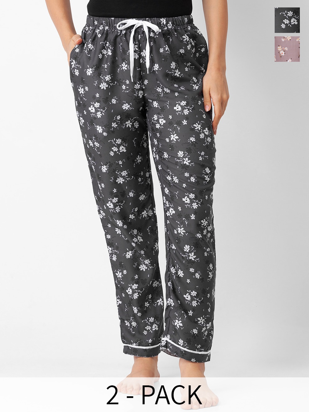 

FashionRack Pack Of 2 Printed Lounge Pants, Grey