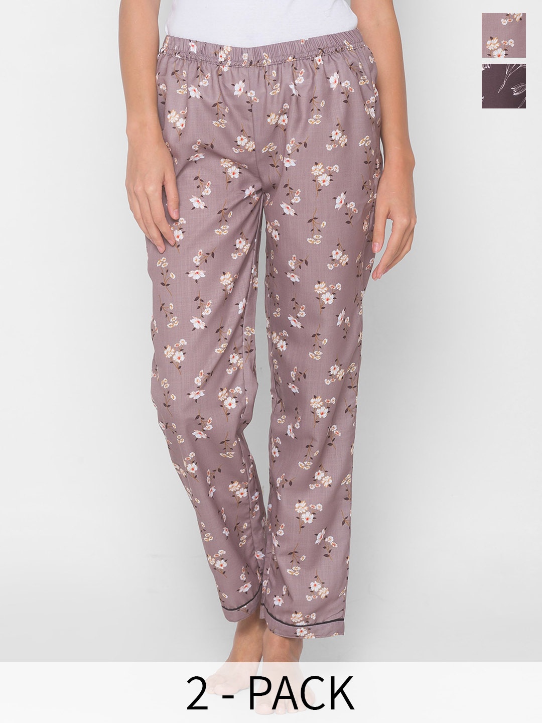 

FashionRack Pack Of 2 Printed Lounge Pants, Mauve