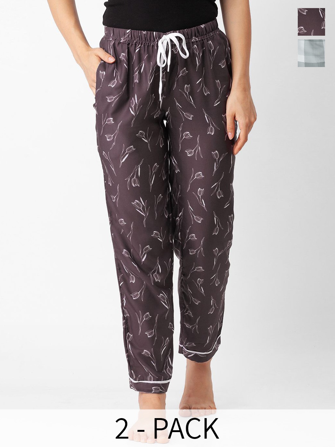 

FashionRack Pack Of 2 Printed Lounge Pants, Grey