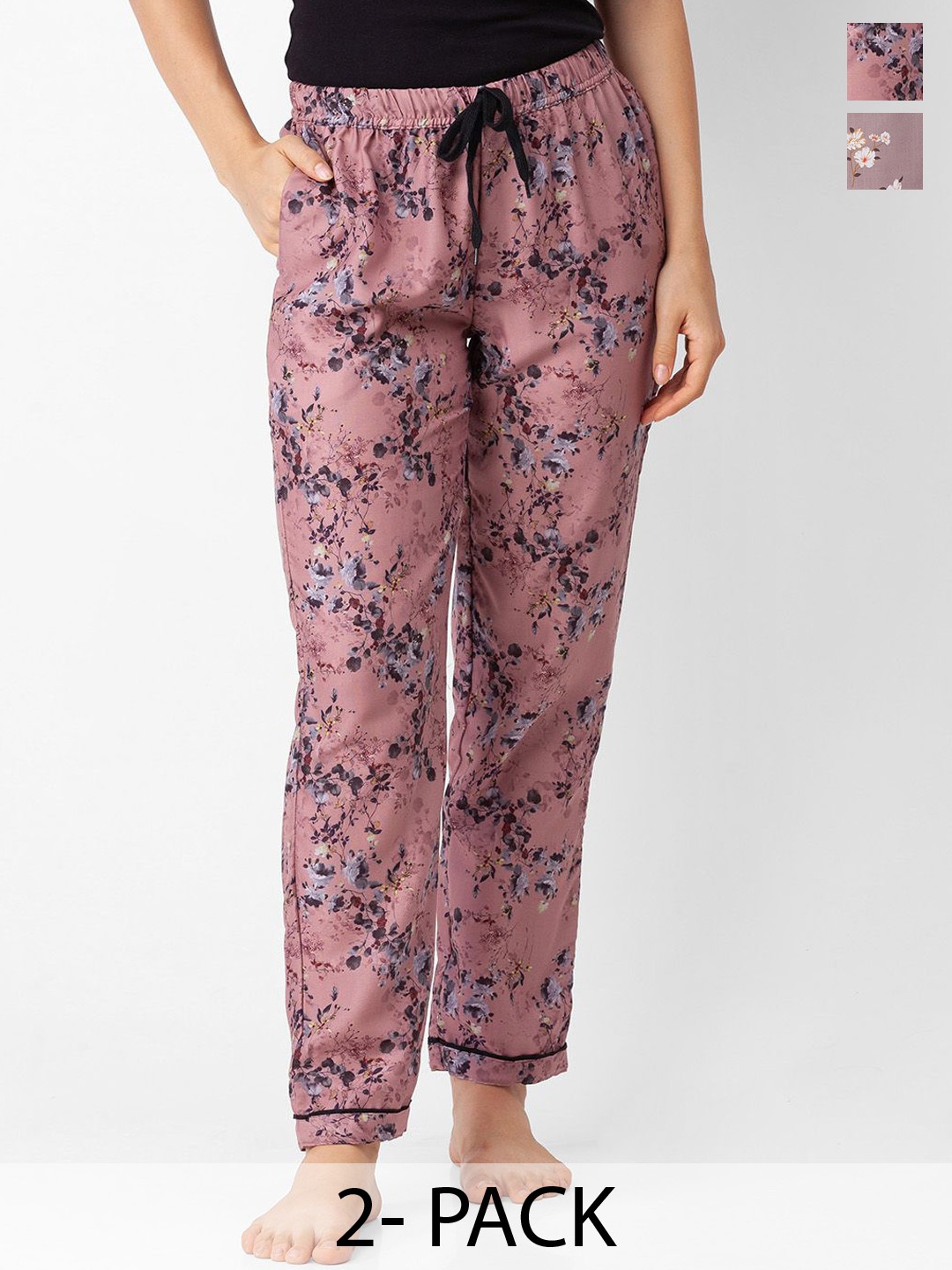 

FashionRack Pack Of 2 Printed Lounge Pants, Pink