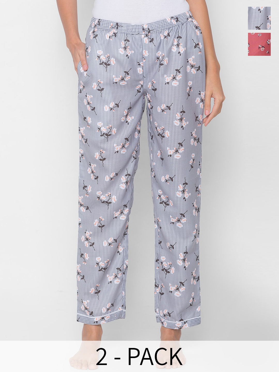 

FashionRack Pack Of 2 Printed Lounge Pants, Grey