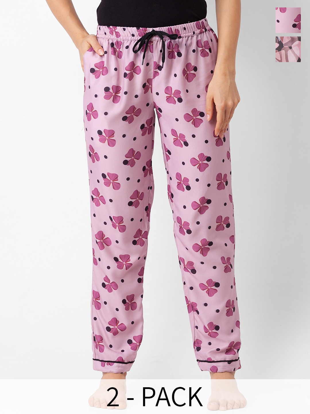 

FashionRack Pack Of 2 Printed Lounge Pants, Pink
