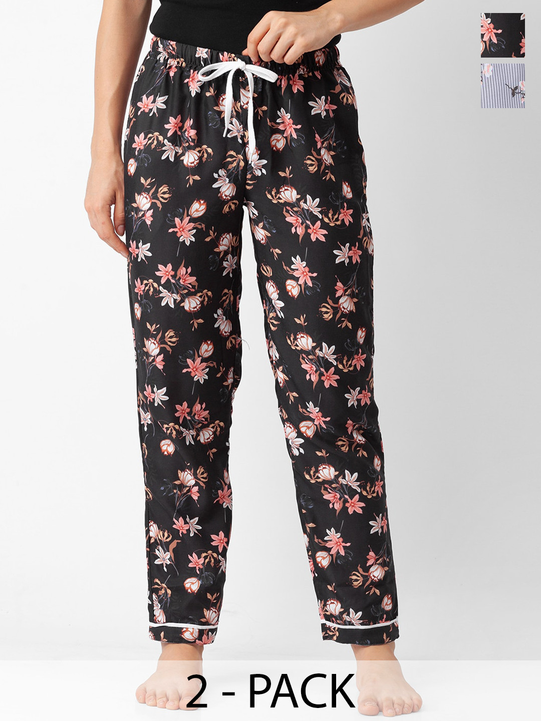 

FashionRack Pack Of 2 Printed Lounge Pants, Grey