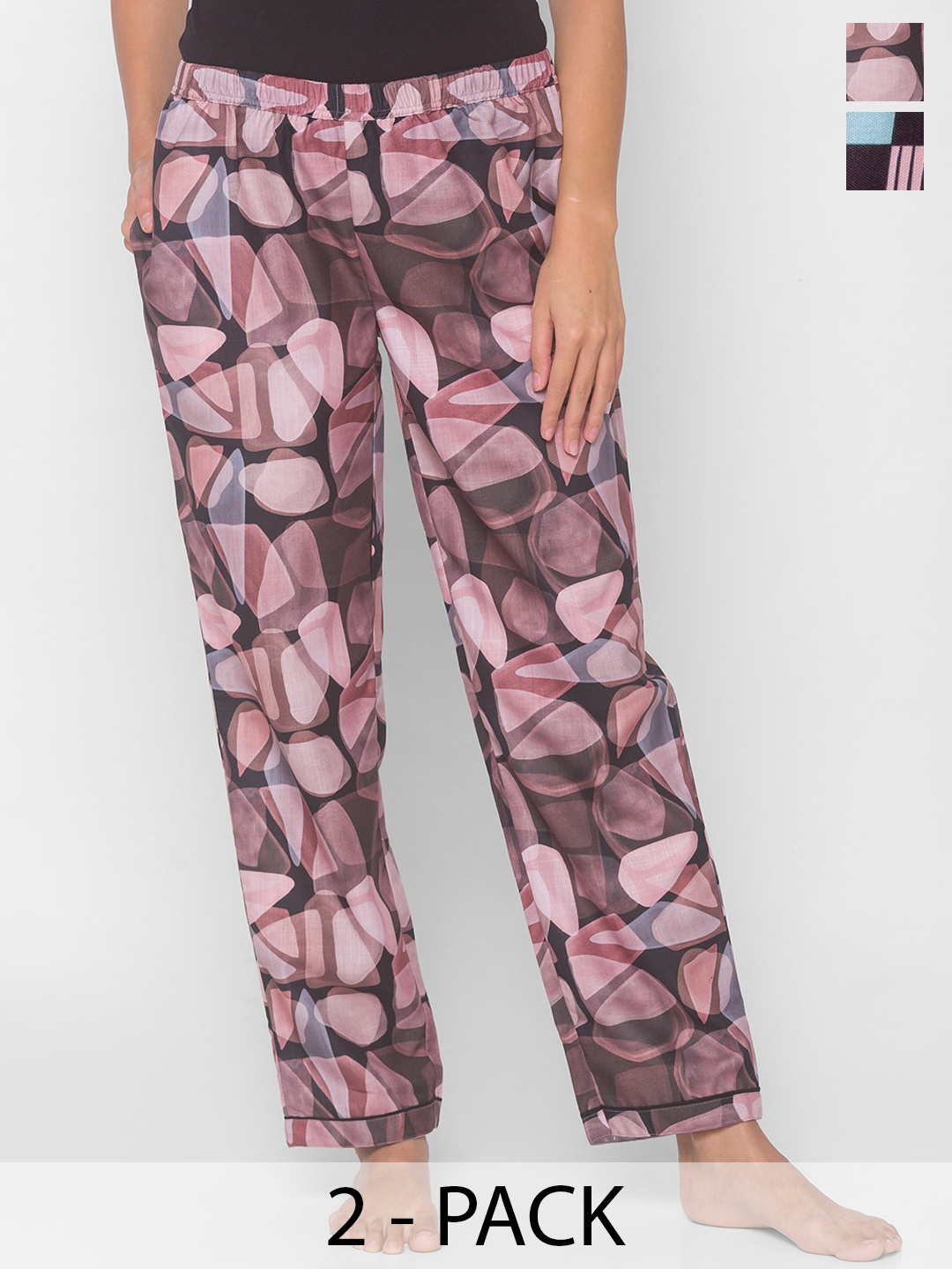 

FashionRack Pack Of 2 Printed Lounge Pants, Mauve