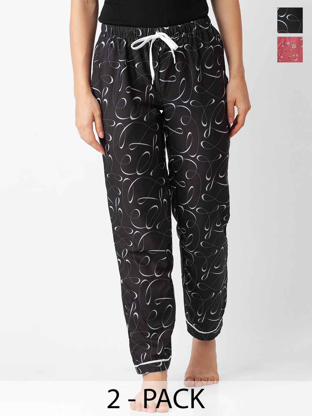 

FashionRack Pack Of 2 Printed Lounge Pants, Pink
