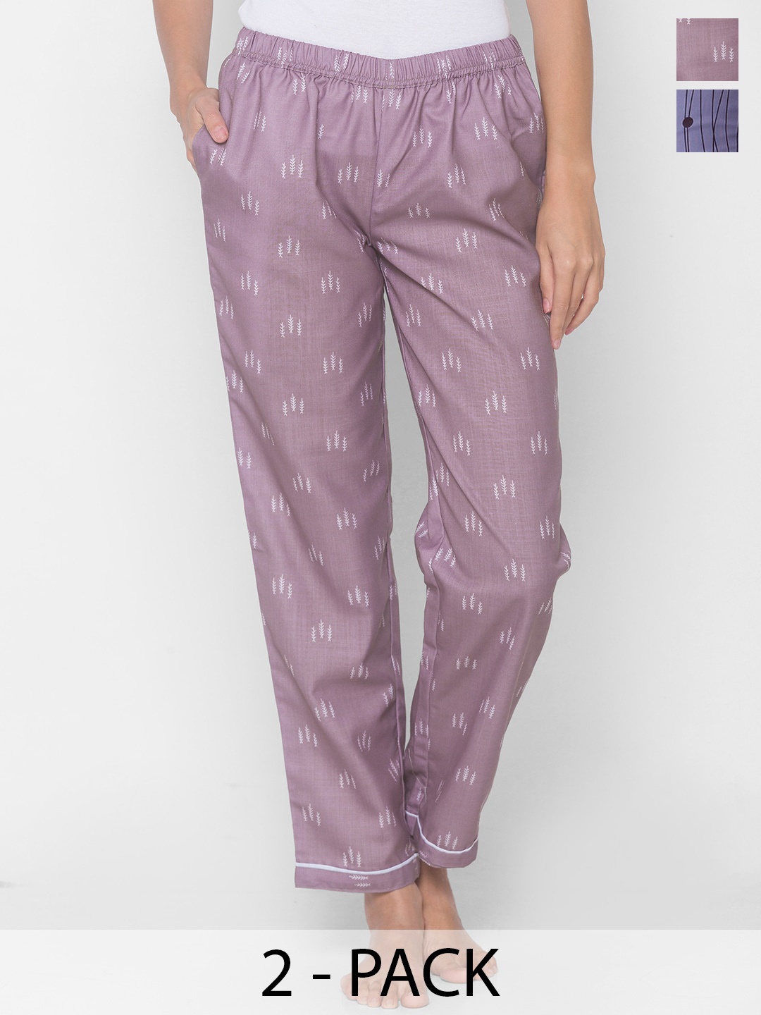 

FashionRack Pack Of 2 Printed Lounge Pants, Mauve
