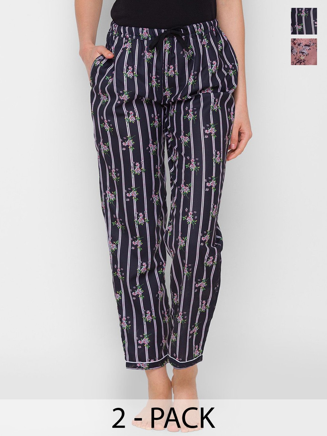 

FashionRack Pack Of 2 Printed Lounge Pants, Black