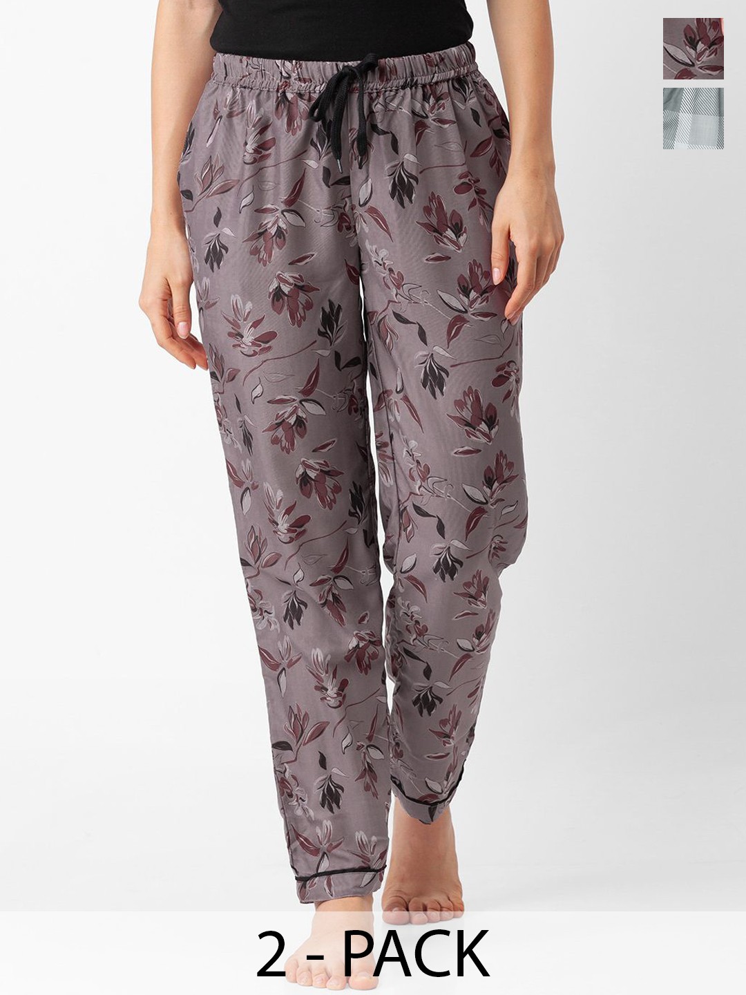 

FashionRack Pack Of 2 Printed Lounge Pants, Grey
