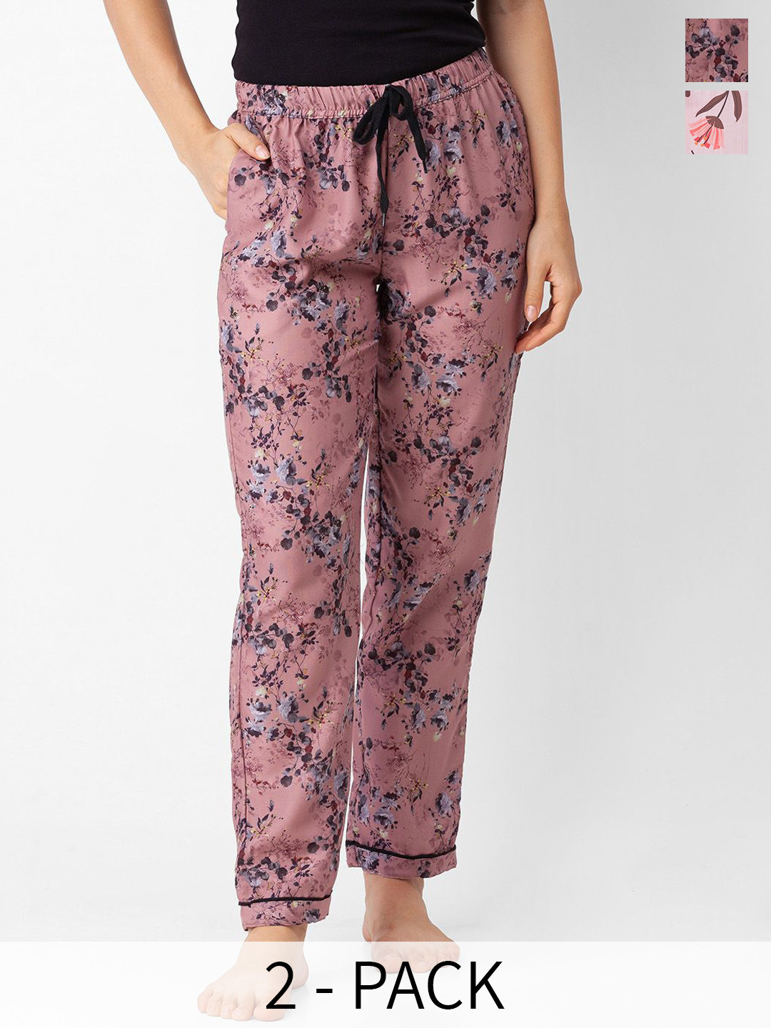 

FashionRack Pack Of 2 Printed Lounge Pants, Pink