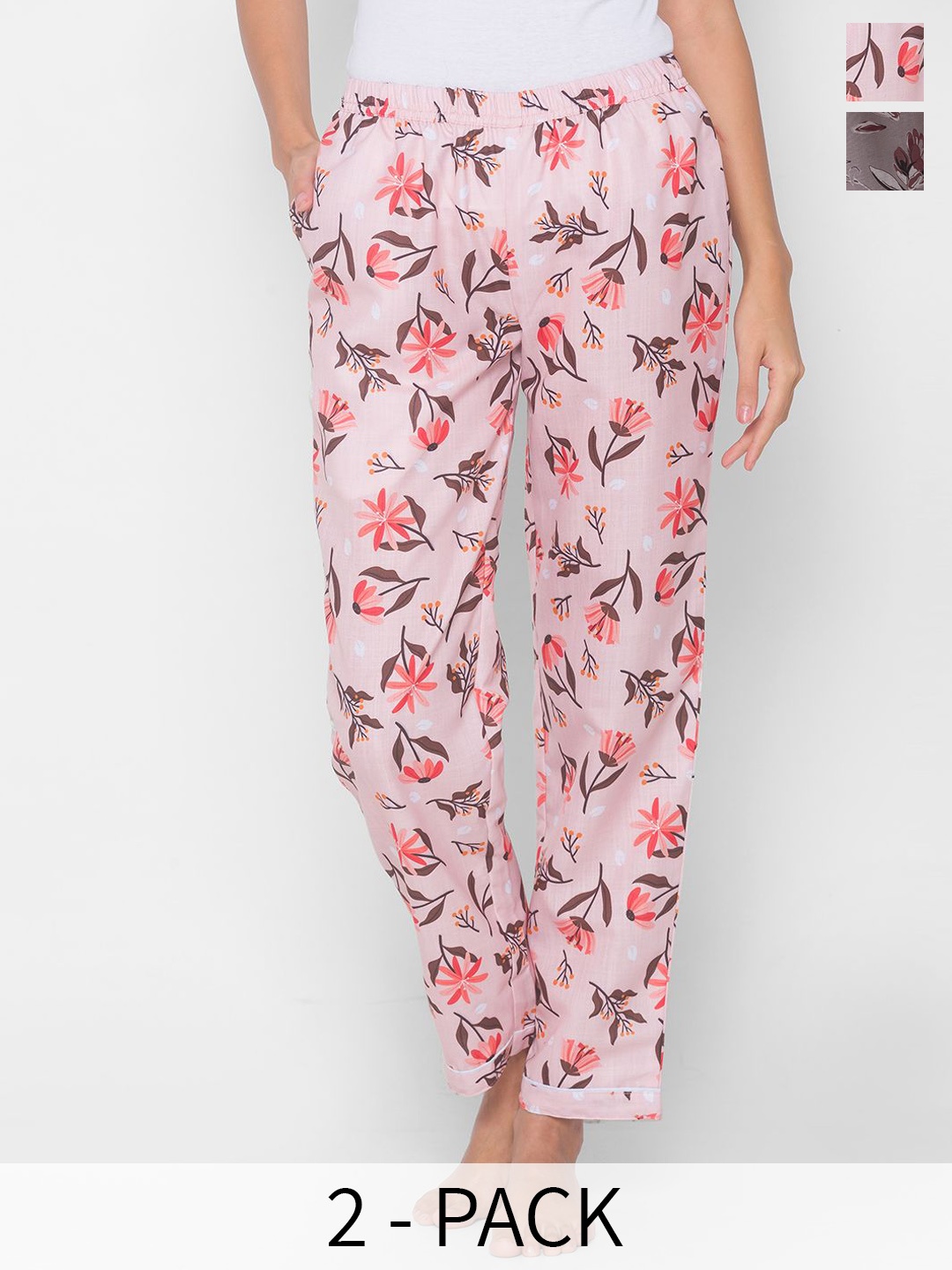 

FashionRack Pack Of 2 Printed Lounge Pants, Pink