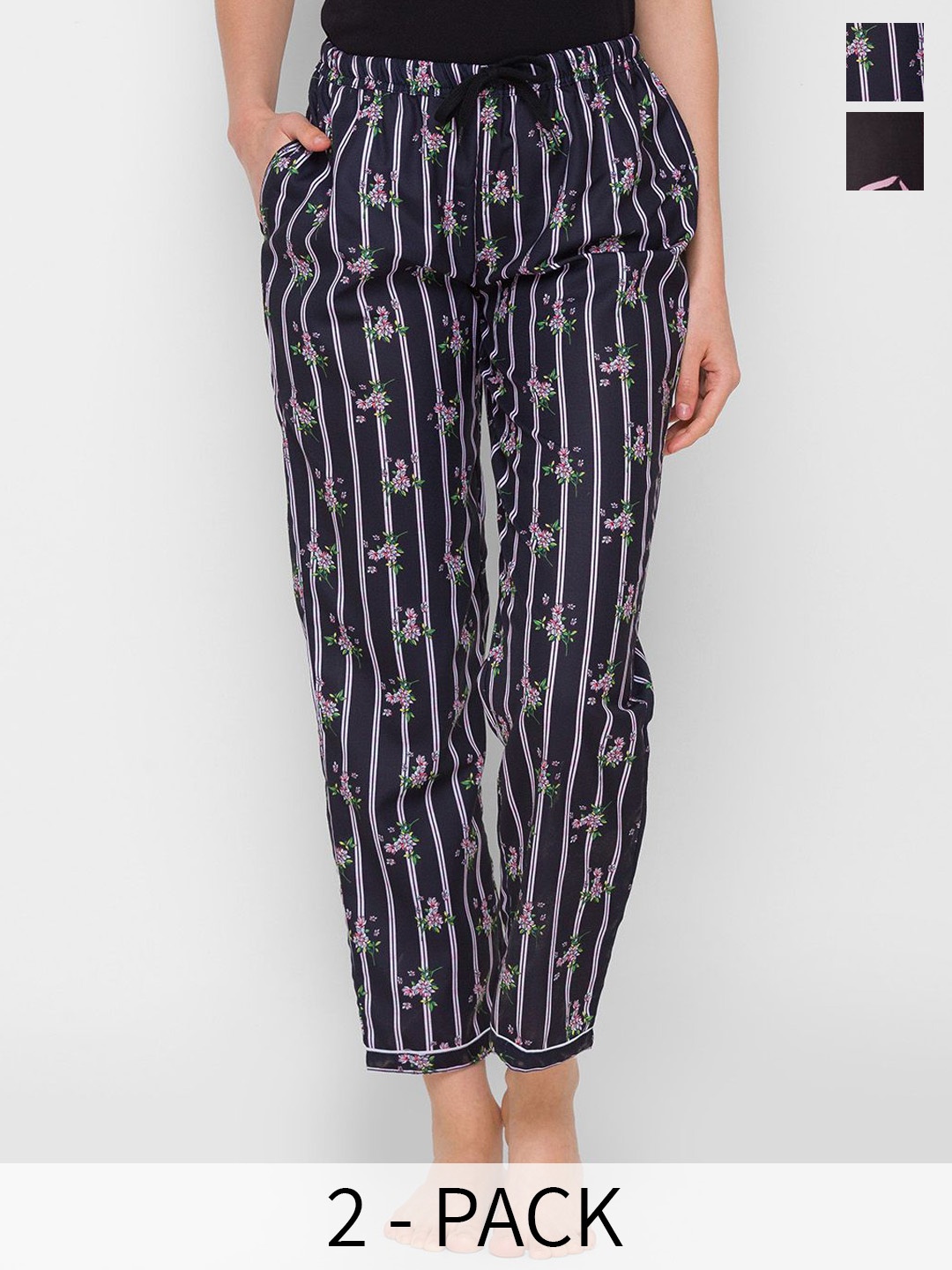 

FashionRack Pack Of 2 Printed Lounge Pants, Navy blue