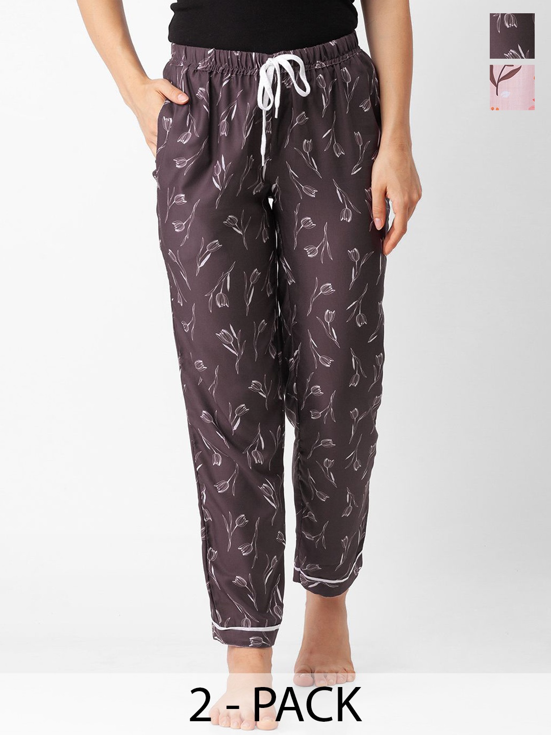 

FashionRack Pack Of 2 Printed Lounge Pants, Brown