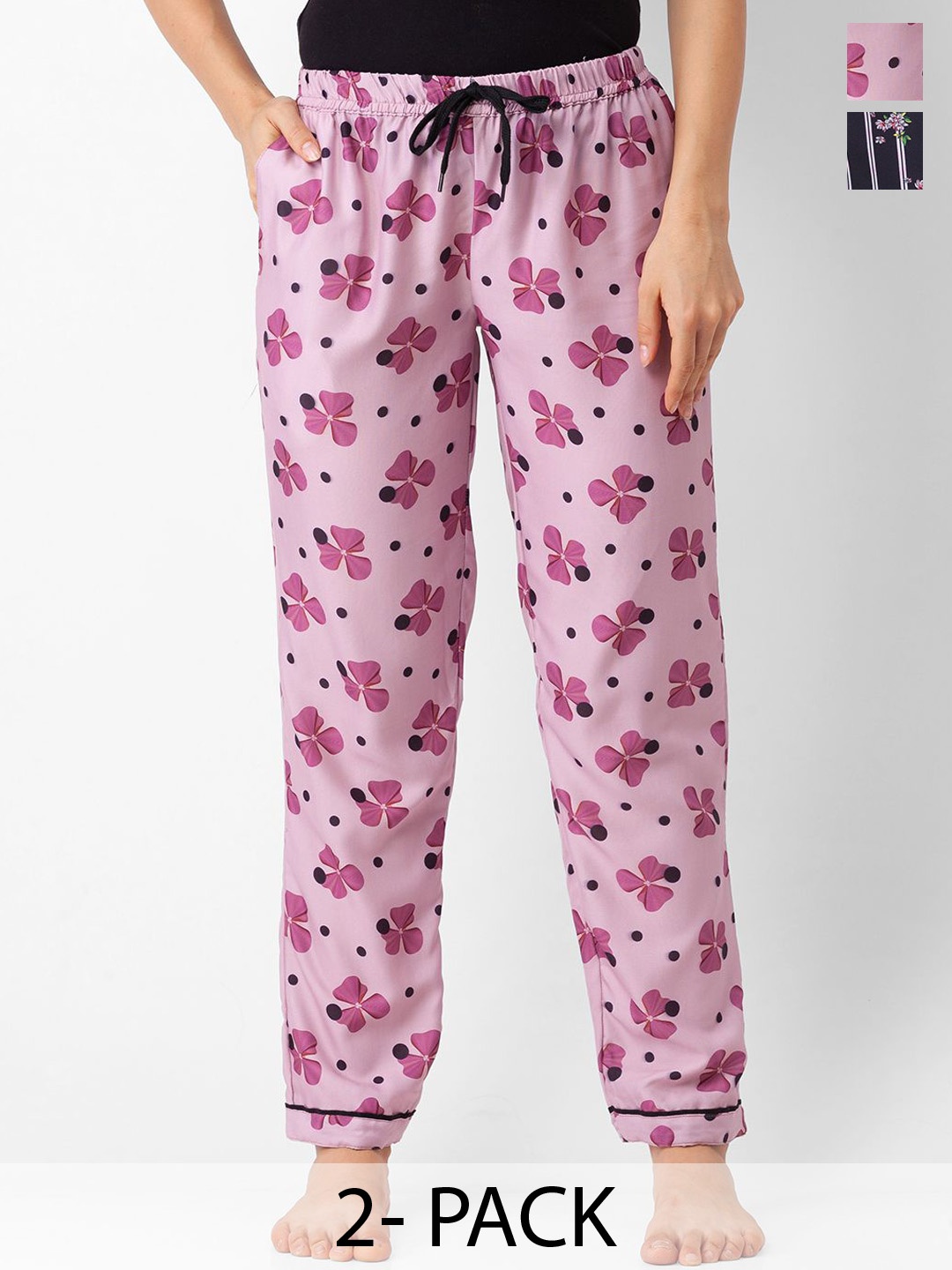 

FashionRack Pack Of 2 Printed Lounge Pants, Pink