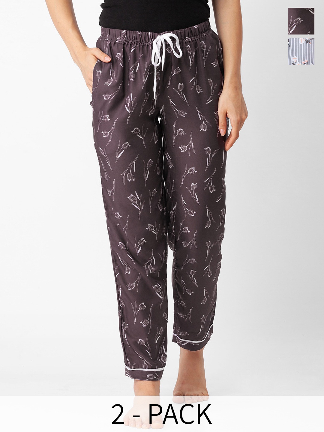 

FashionRack Pack Of 2 Printed Lounge Pants, Brown