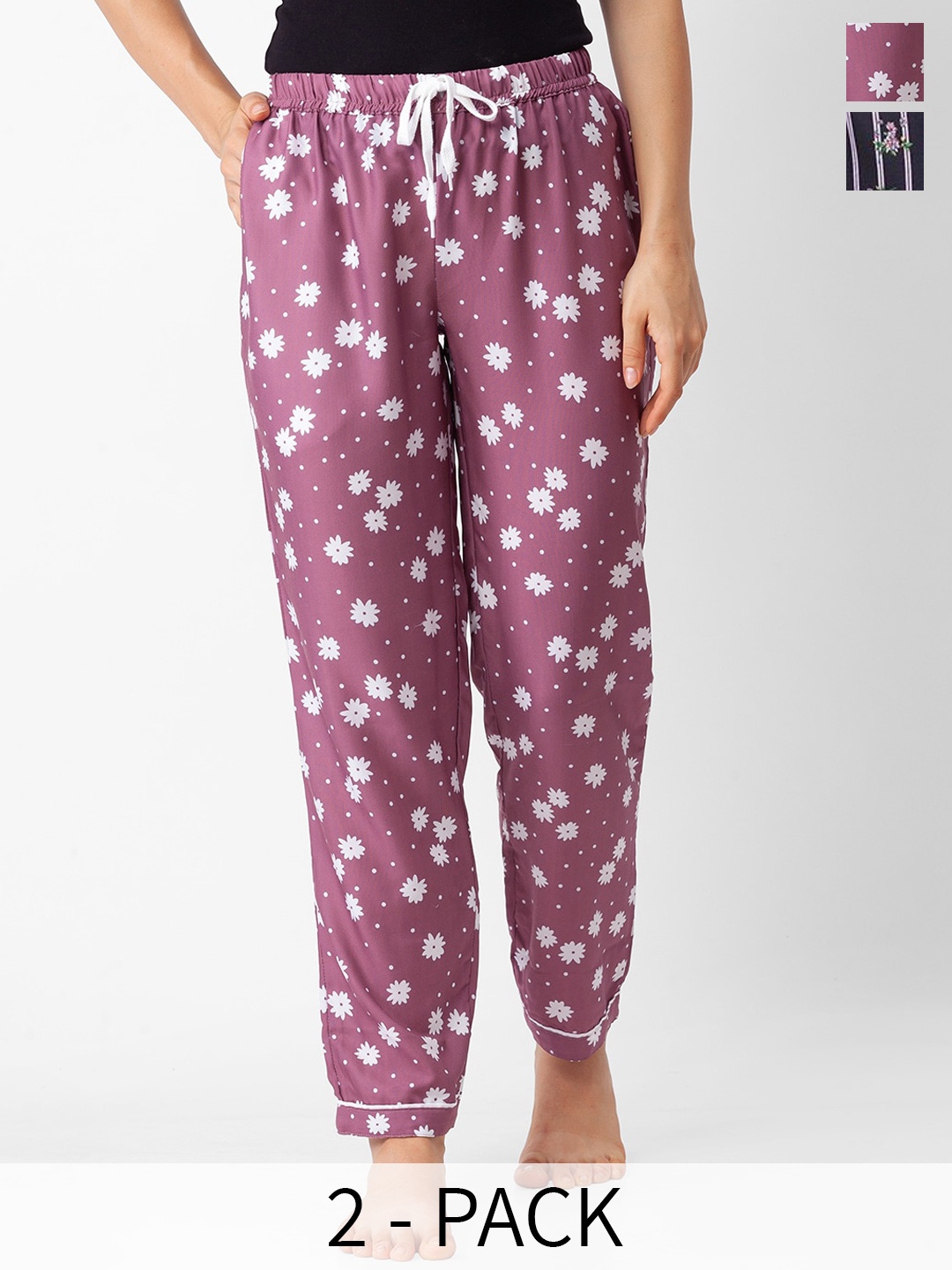 

FashionRack Pack Of 2 Printed Lounge Pants, Pink