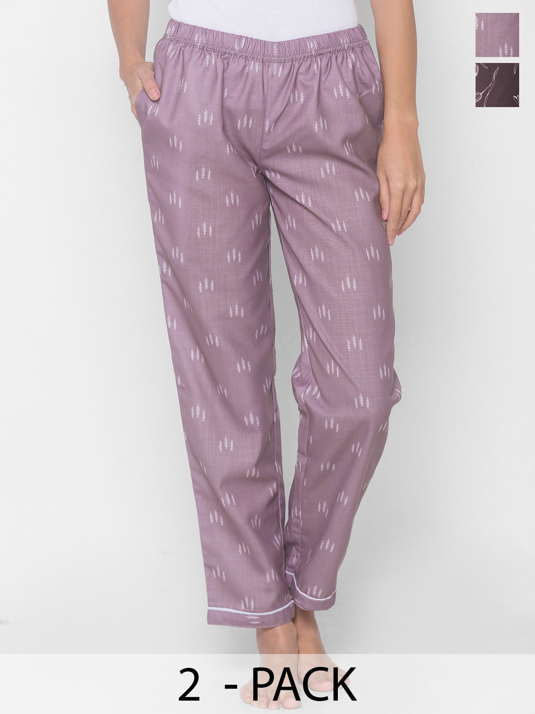 

FashionRack Pack Of 2 Printed Lounge Pants, Lavender