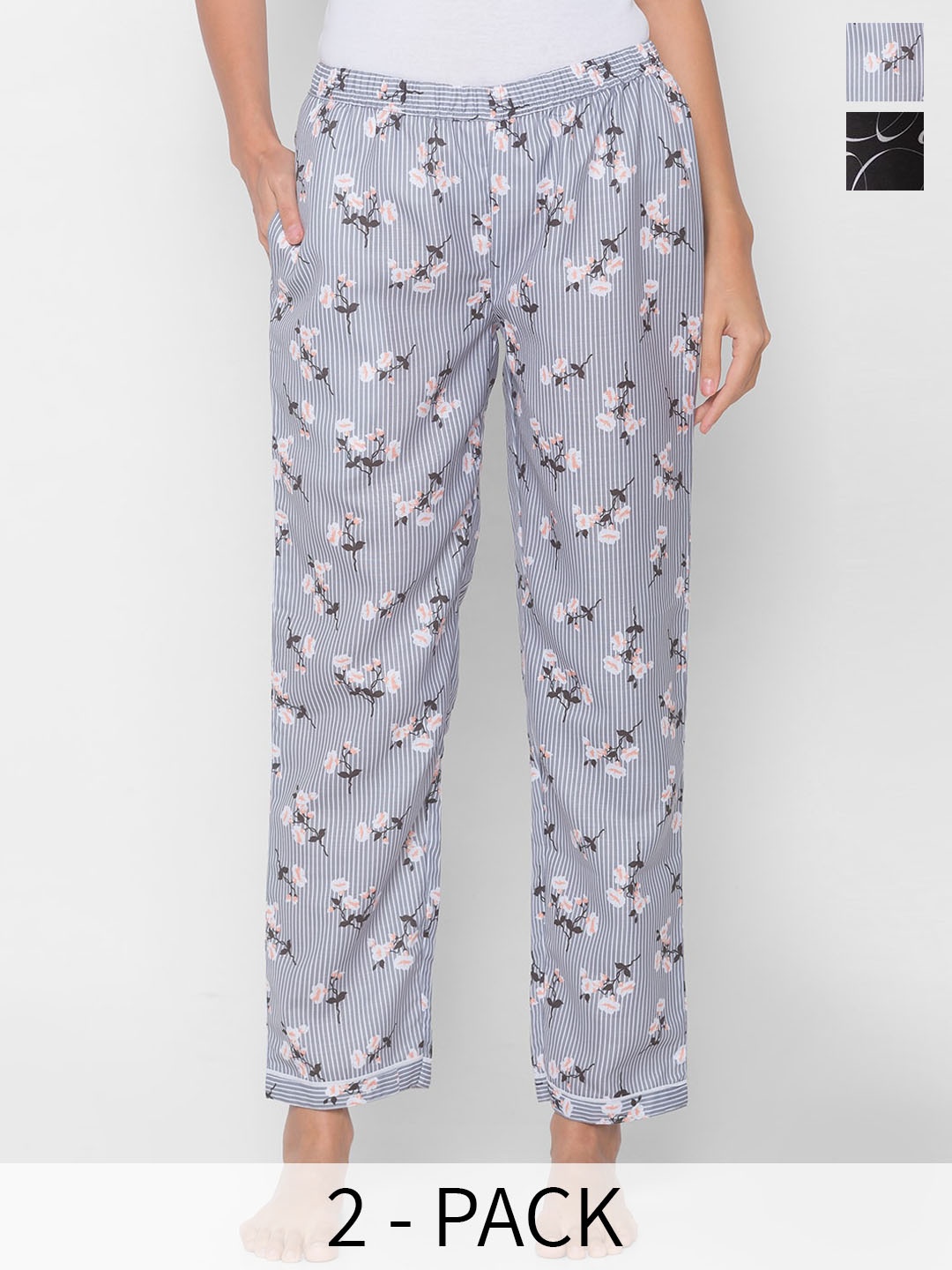 

FashionRack Pack Of 2 Printed Lounge Pants, Grey