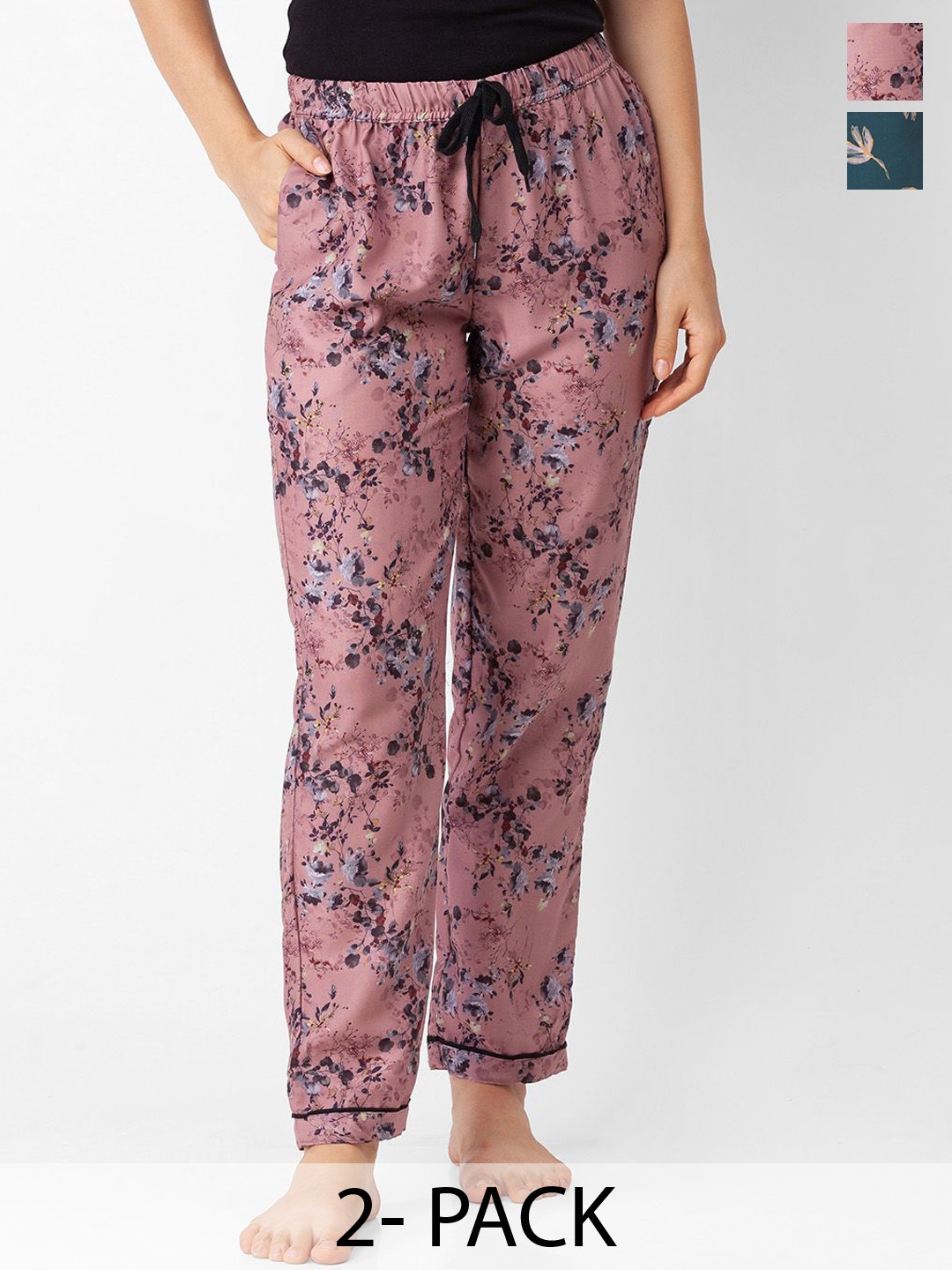 

FashionRack Pack Of 2 Printed Lounge Pants, Green