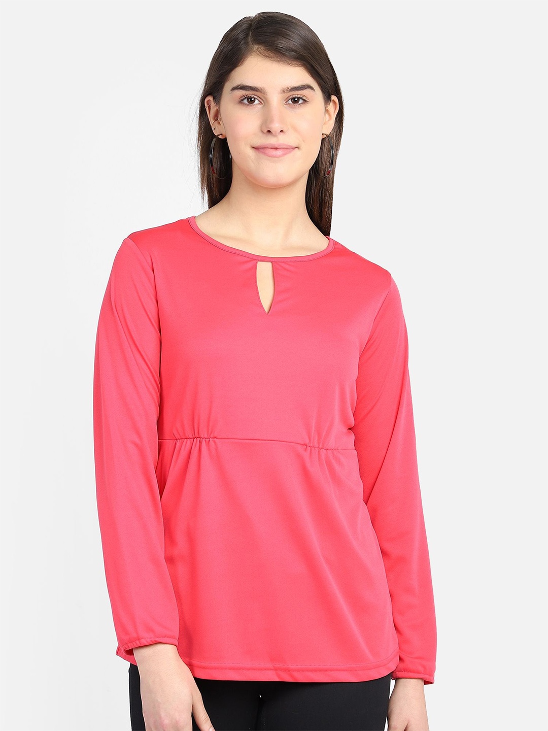 

Yaadleen Women Keyhole Neck Top, Fuchsia