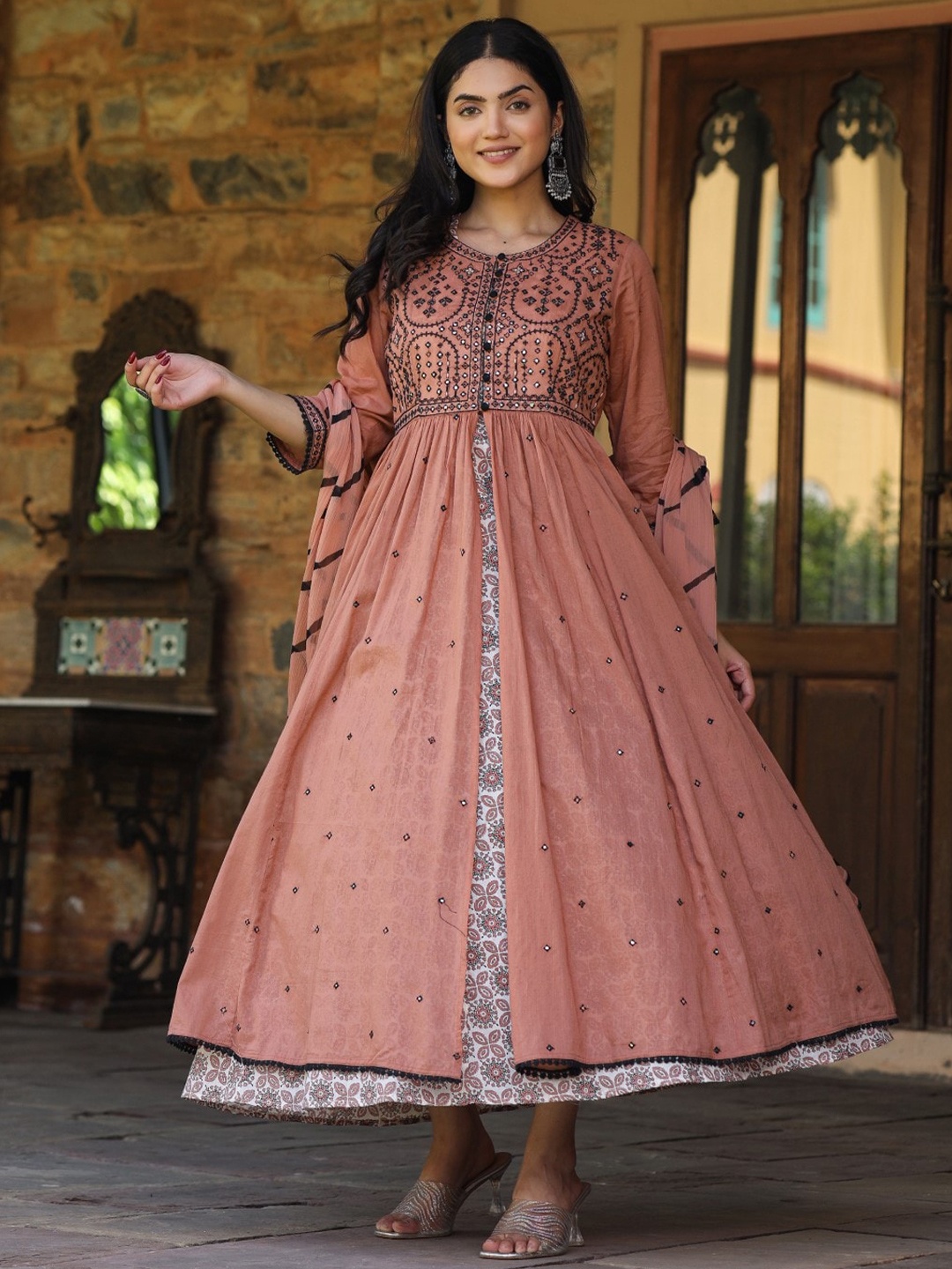 

Juniper Ethnic Motifs Print Maxi Ethnic Dress, Pink
