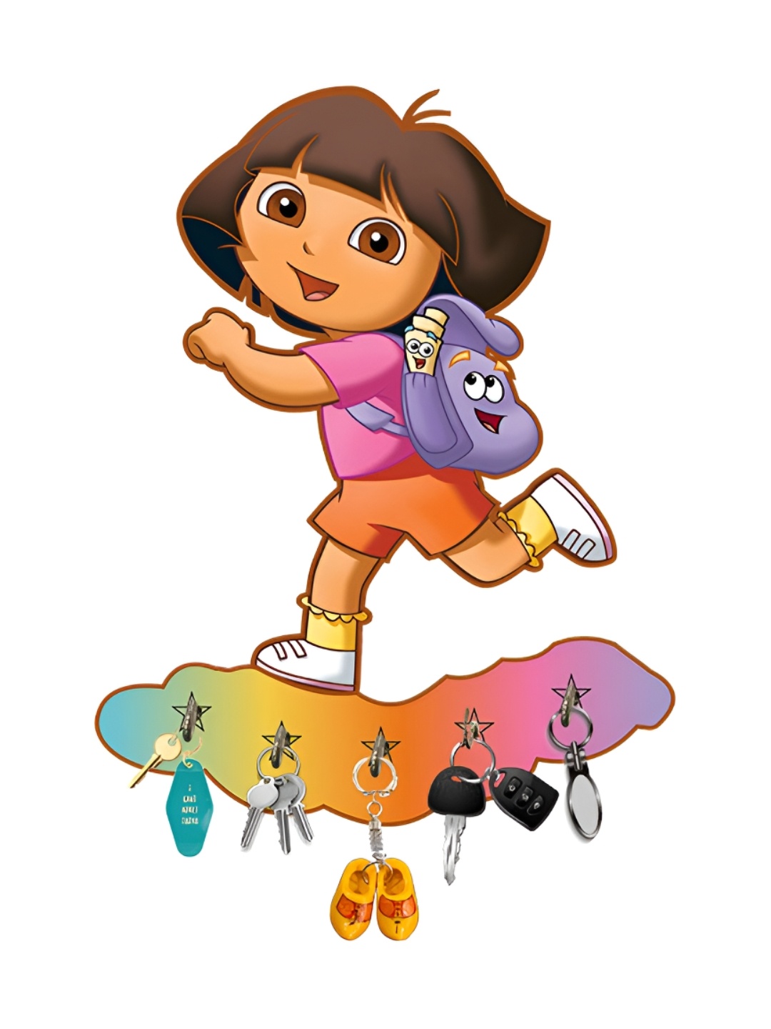 

WALLMAX Pink & Blue Dora Key Holder With Metal Hook