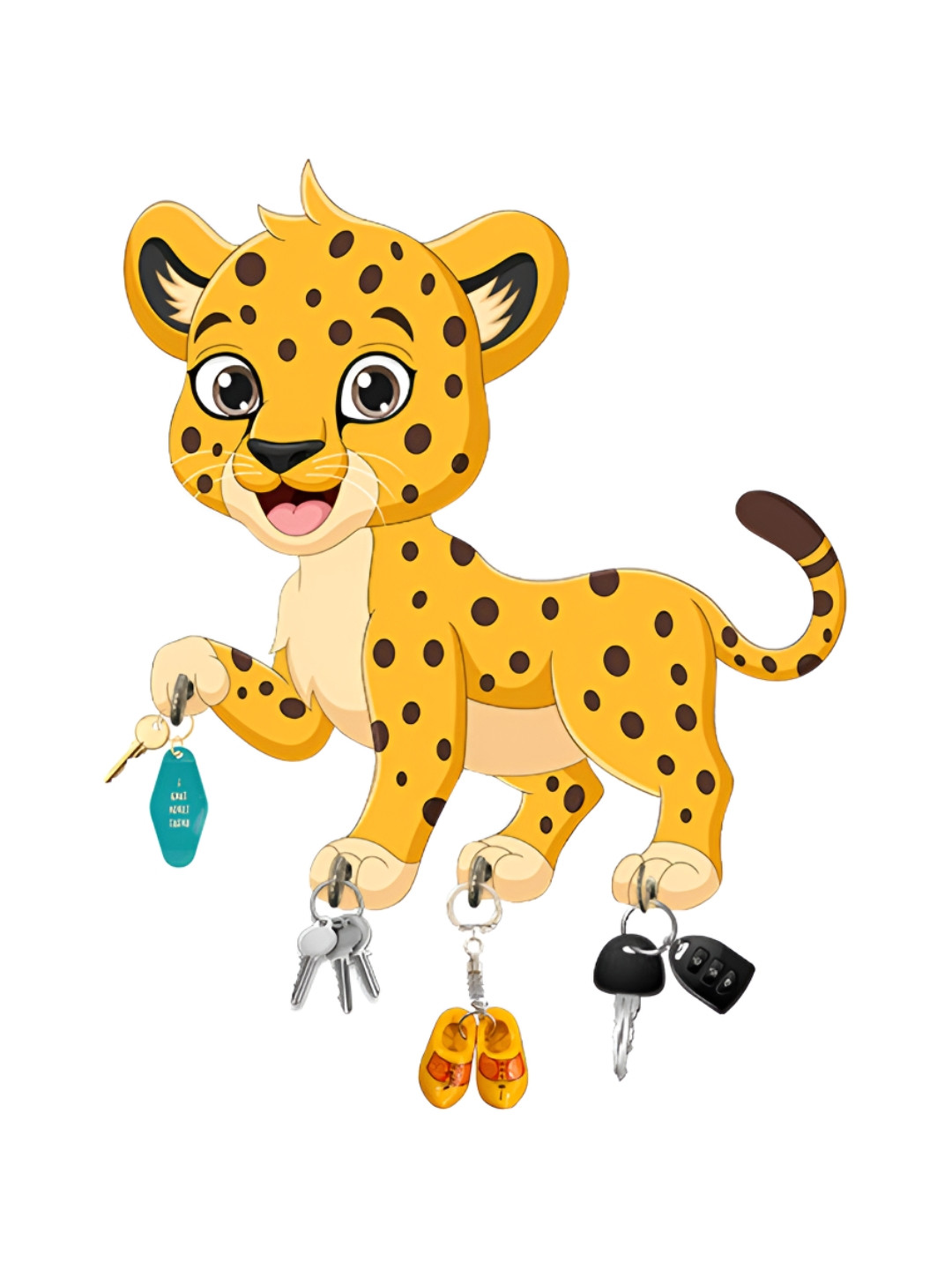 

WALLMAX Yellow Baby Lion Key Holder With Metal Hook