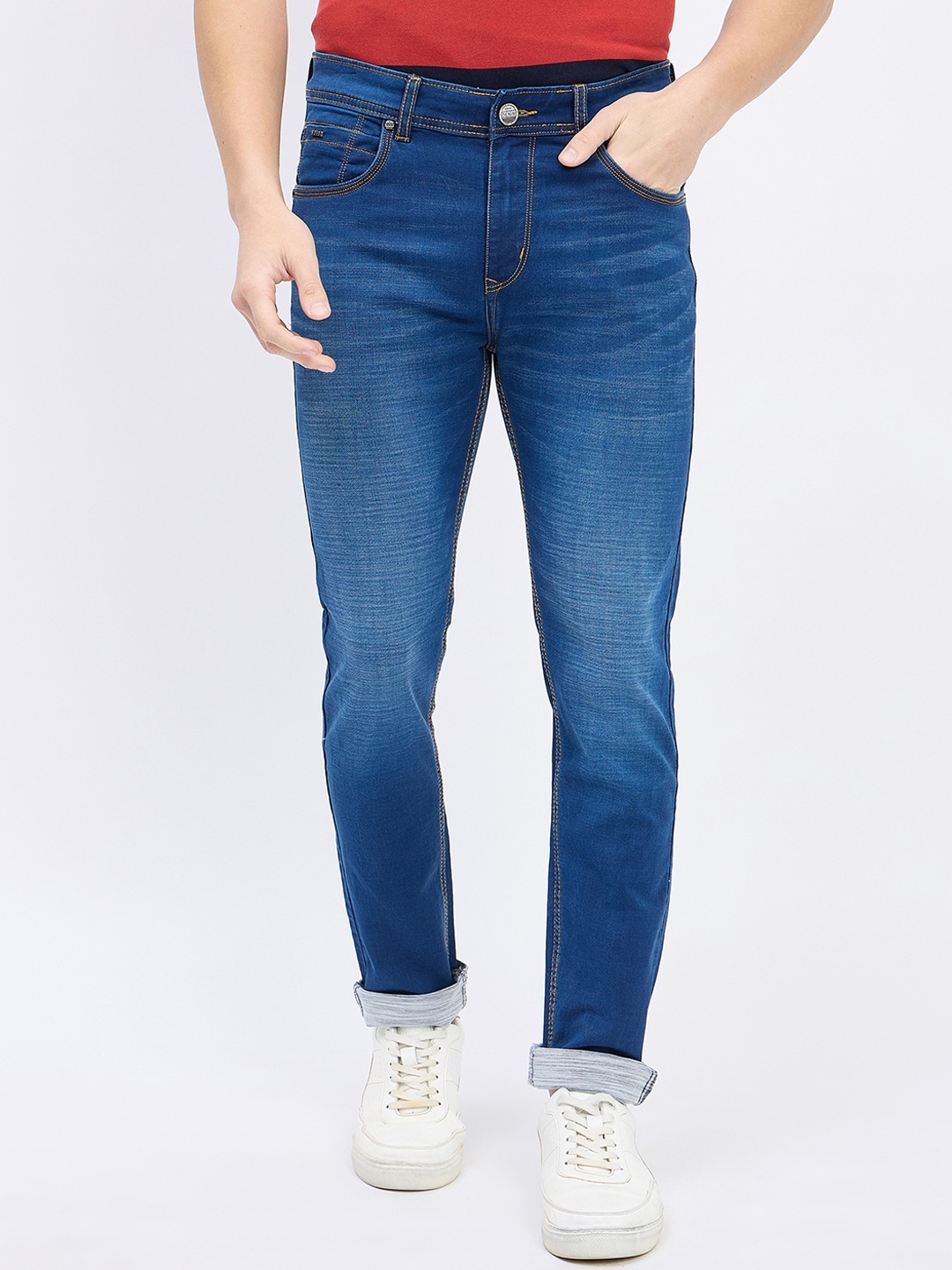 

Duke Men Slim Fit Heavy Fade Stretchable Jeans, Blue