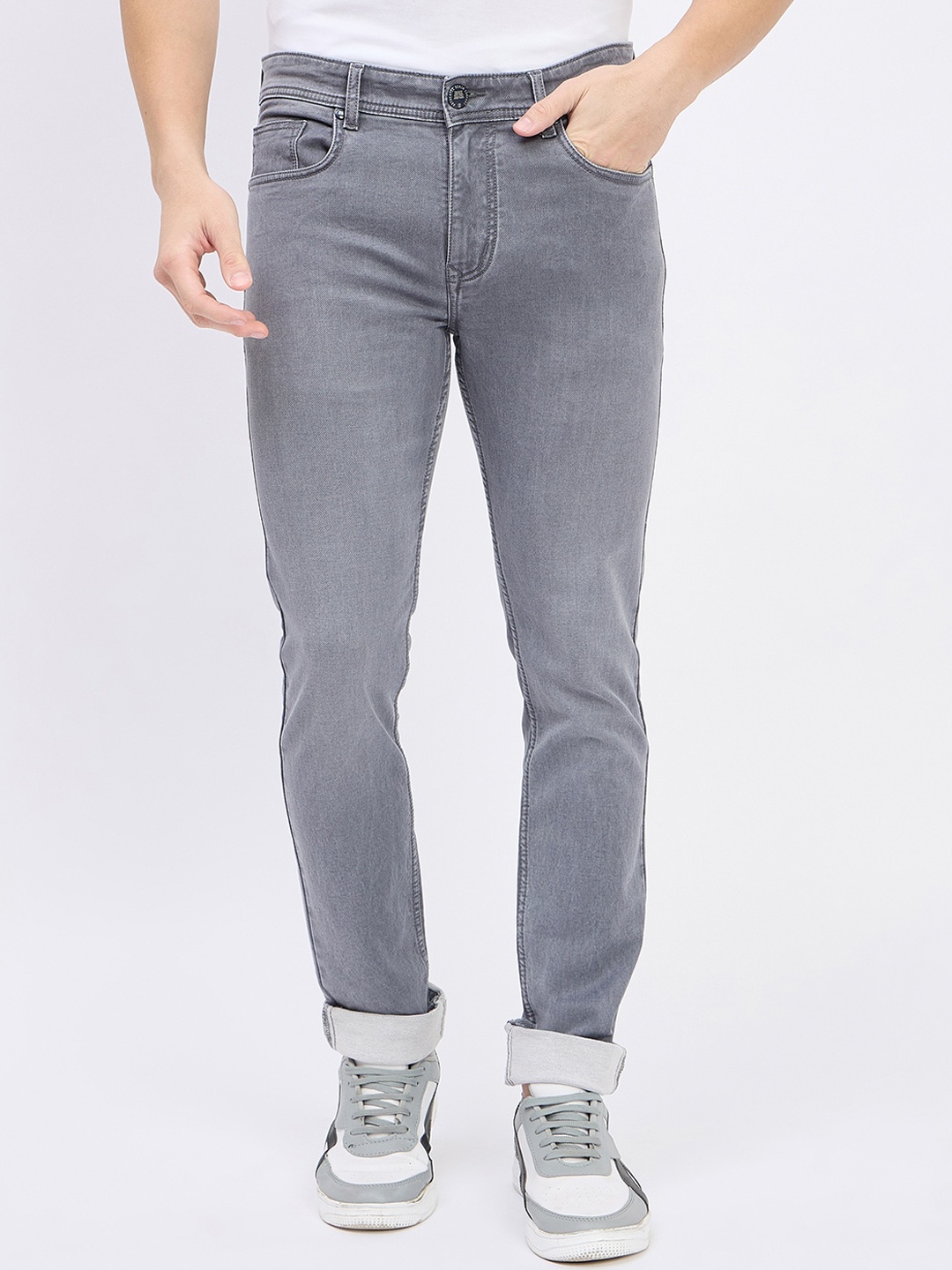 

Duke Men Slim Fit Heavy Fade Stretchable Jeans, Grey