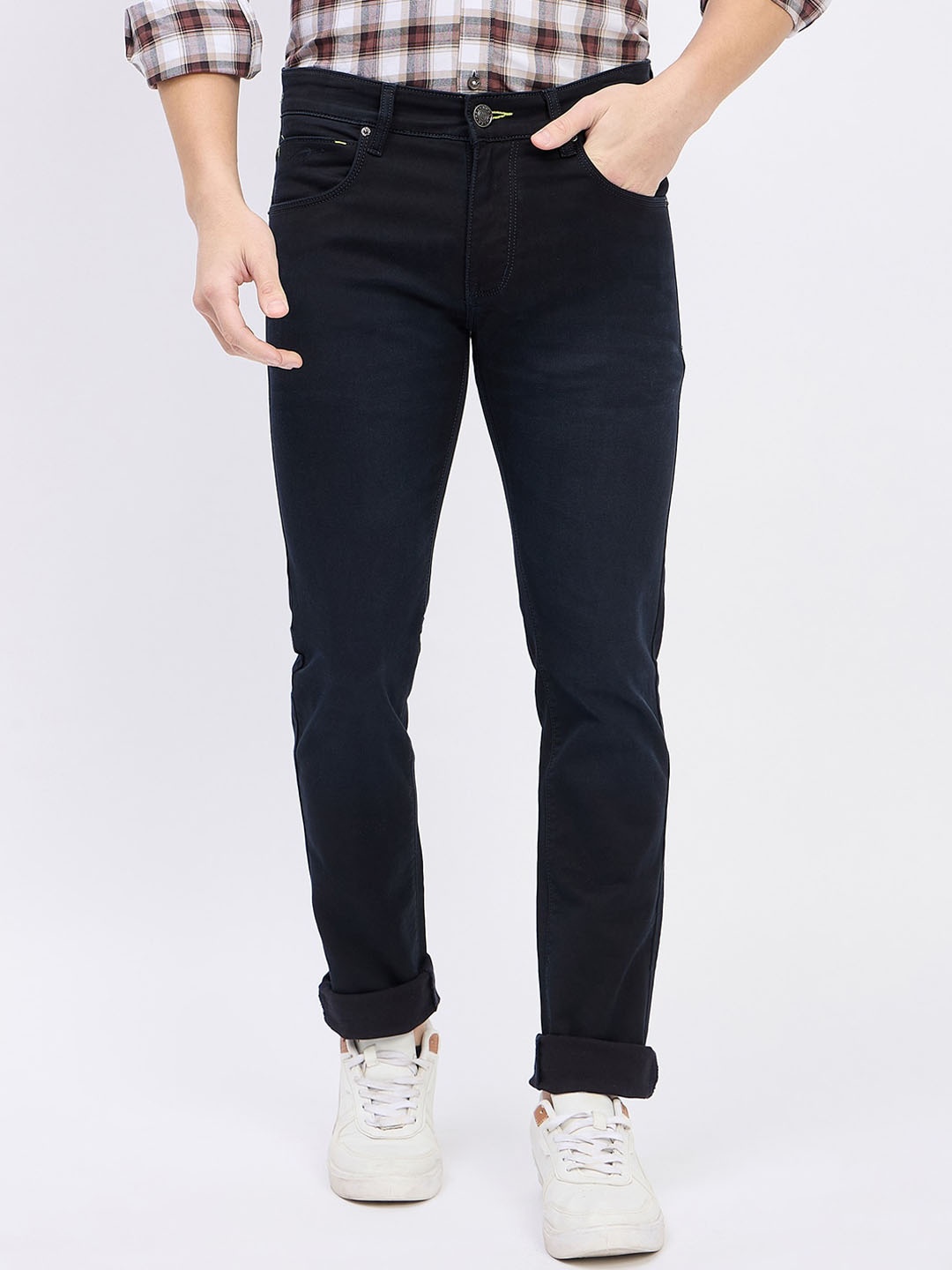 

Duke Men Regular Fit Heavy Fade Stretchable Jeans, Black