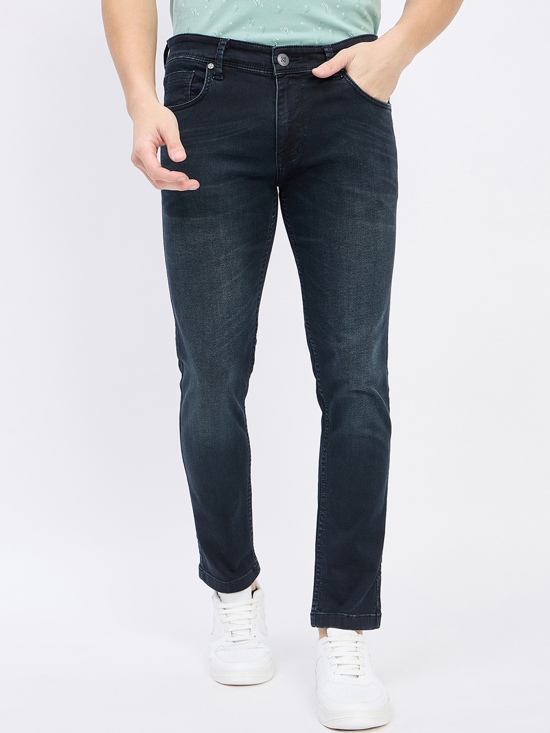 

Duke Men Slim Fit Heavy Fade Stretchable Jeans, Black