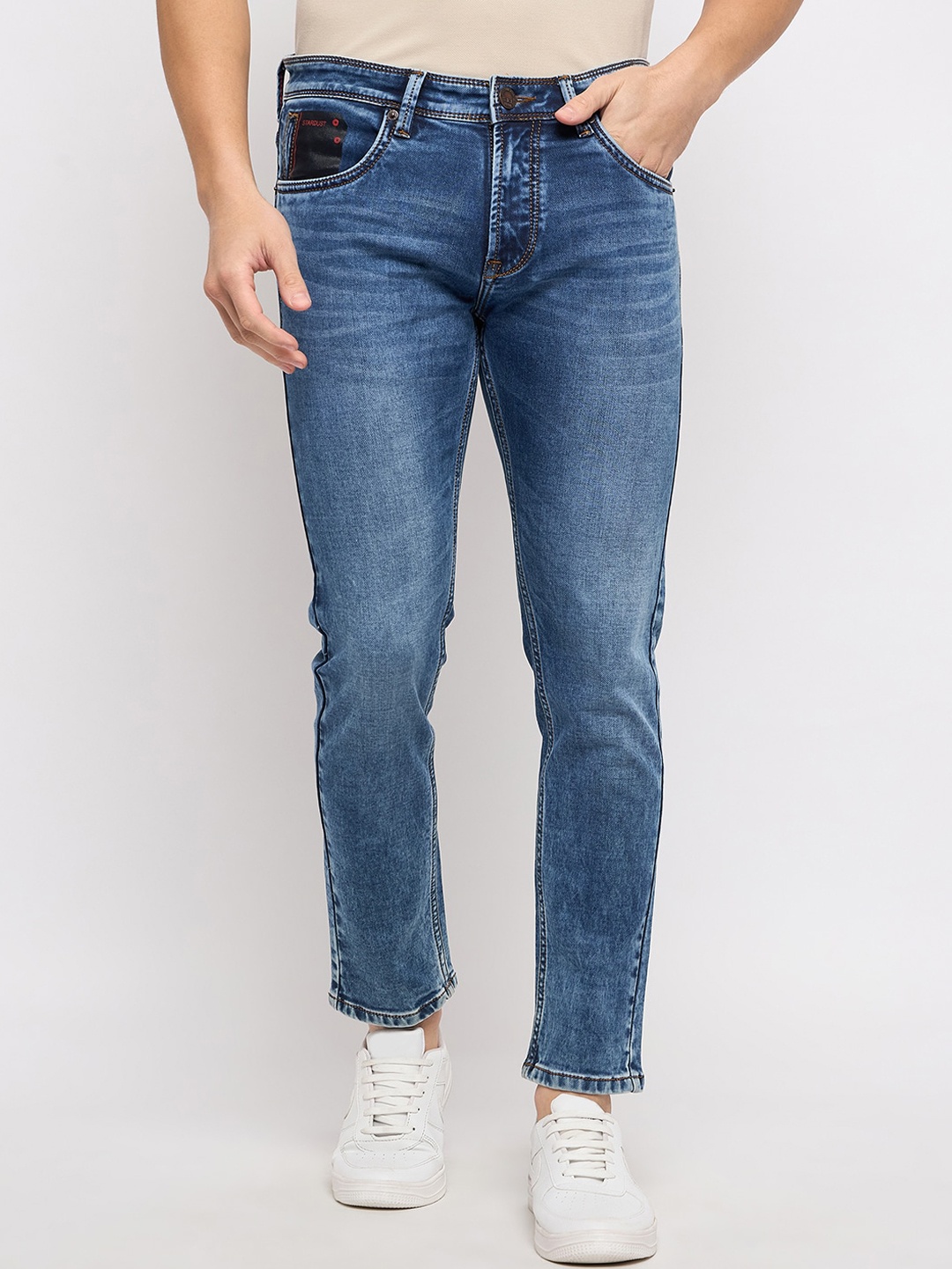 

Duke Men Mid-Rise Slim Fit Heavy Fade Stretchable Jeans, Blue