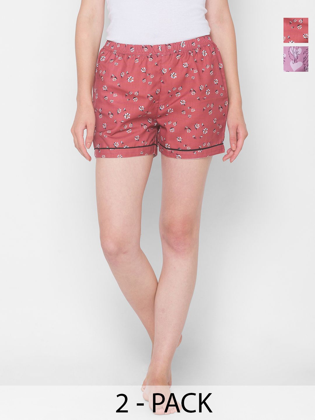 

FashionRack Women Pack of 2 Printed Lounge Shorts, Pink