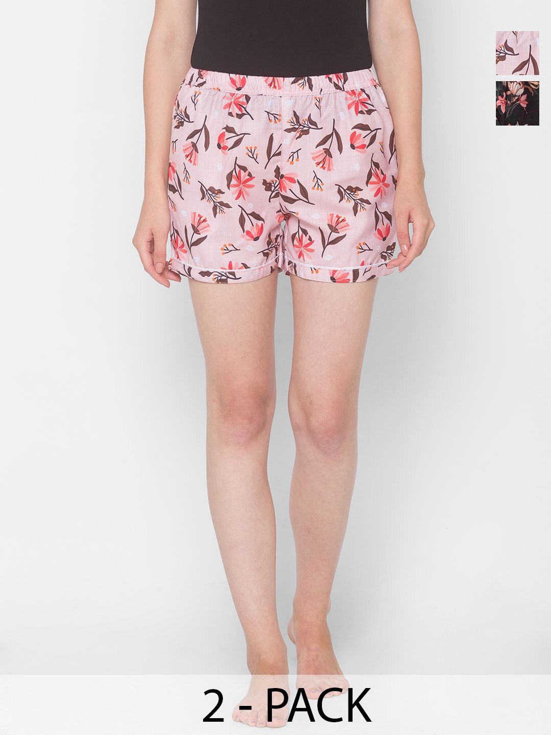 

FashionRack Women 2 Printed Lounge Shorts, Black