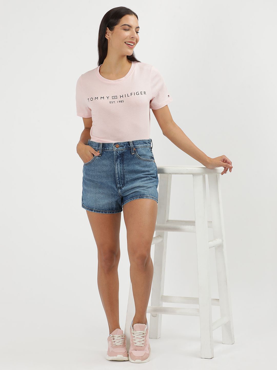 Tommy Hilfiger Women Typography Printed Regular Fit T-shirt, Pink