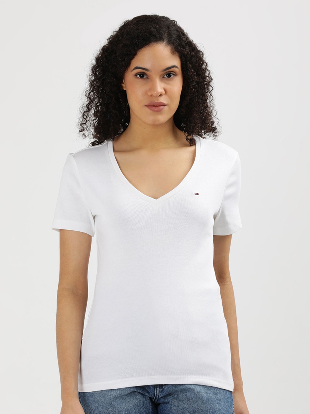 

Tommy Hilfiger Women V-Neck Pockets T-shirt, White
