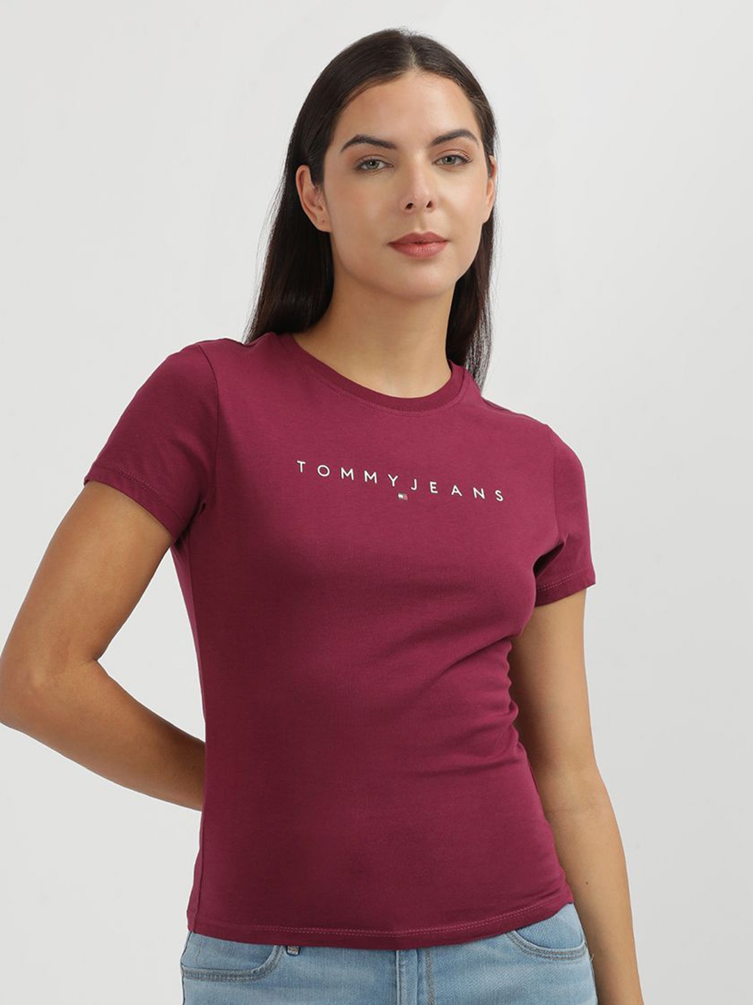 

Tommy Hilfiger Women Polo Collar Applique Slim Fit T-shirt, Pink